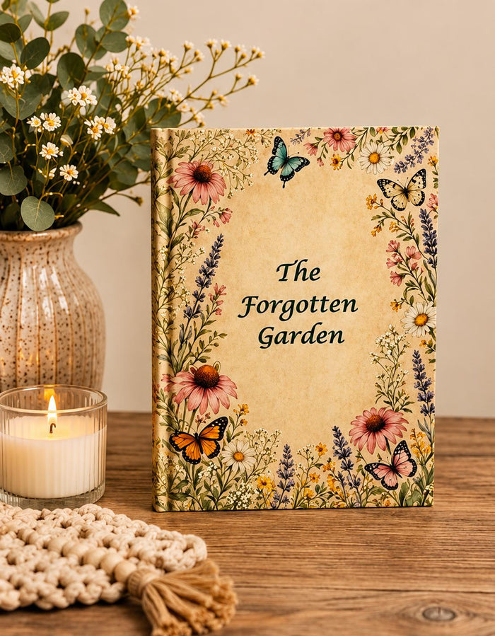 Forgotten Garden Floral Hardcover Journal | Botanical Butterfly Vintage Notebook for Women