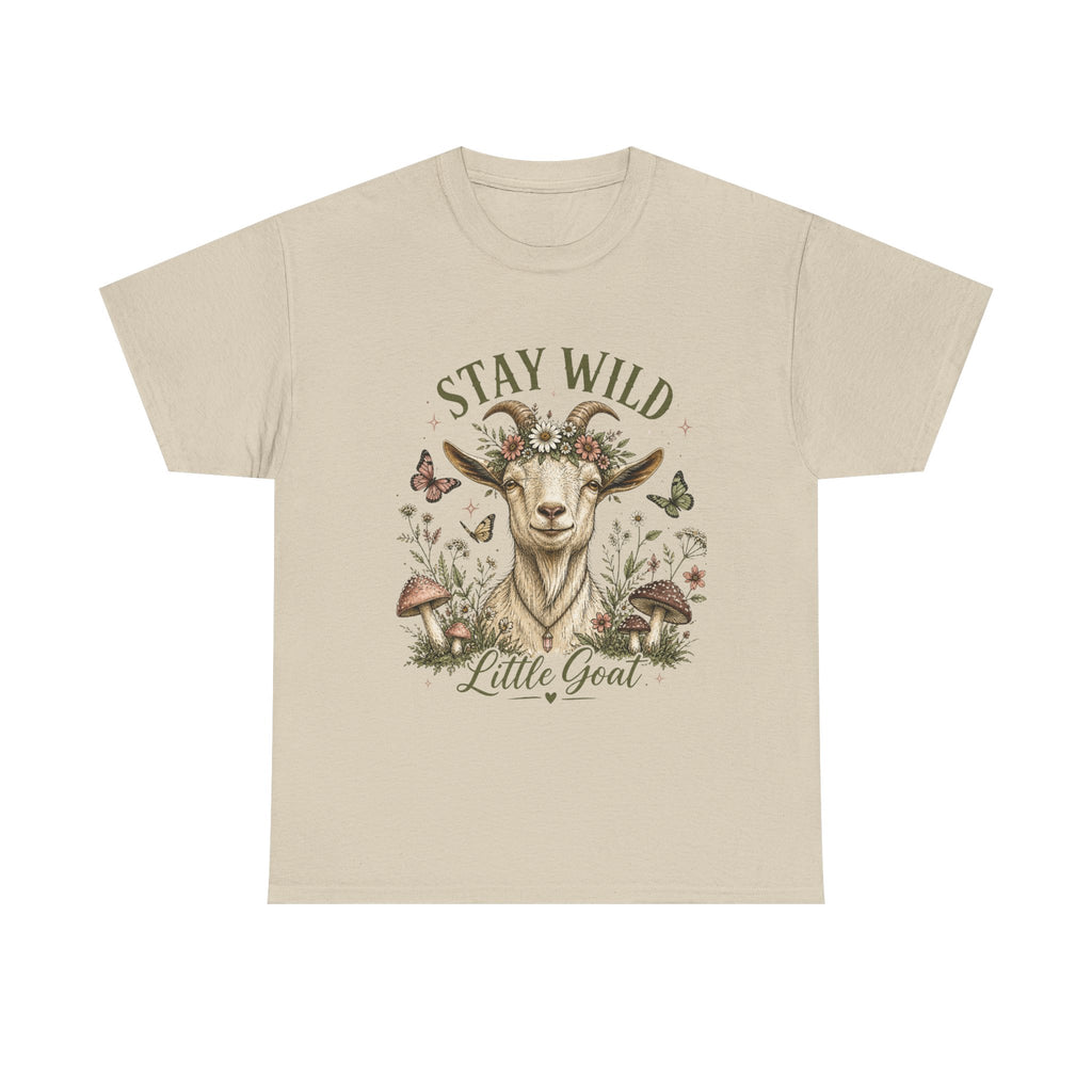 Stay Wild Little Goat Shirt | Cottagecore Goat T-Shirt | Floral Farm Animal Tee | Nature Aesthetic Shirt | Cute Rustic Graphic Tee Gift