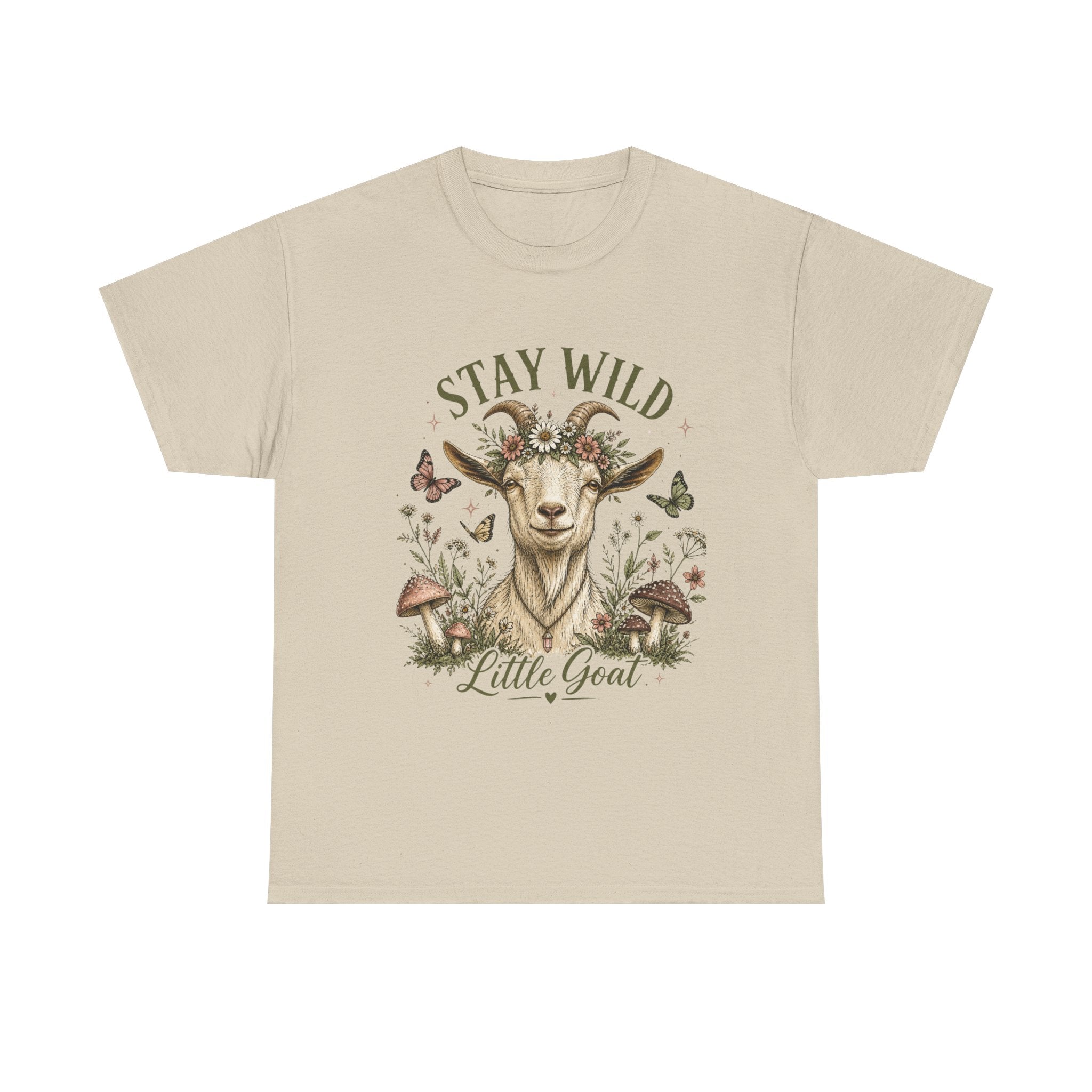 Stay Wild Little Goat Shirt | Cottagecore Goat T-Shirt | Floral Farm Animal Tee | Nature Aesthetic Shirt | Cute Rustic Graphic Tee Gift