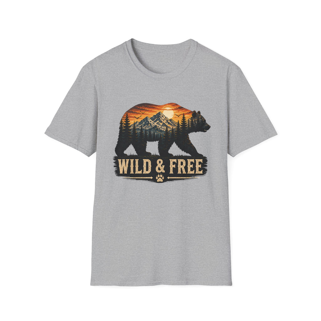 Wild and Free Bear Shirt|Outdoor Graphic Tee|Nature Adventure Shirt|Mountain Bear T-Shirt|Camping Hiking Shirt|Gift for Outdoor|FathersDay