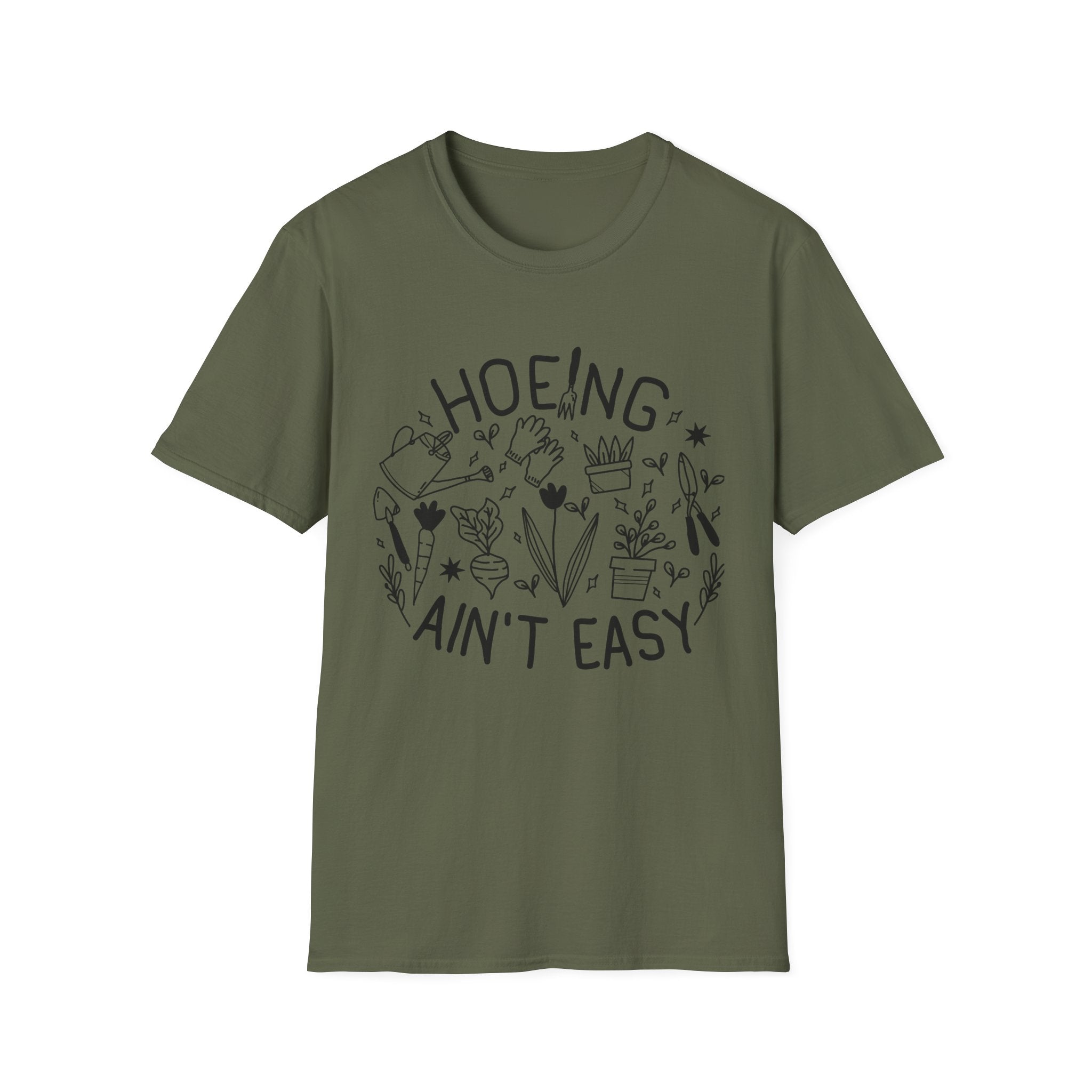 Hoeing Ain't Easy T-Shirt | Humorous Gardening Tee, Plant Lover Garden Crew|