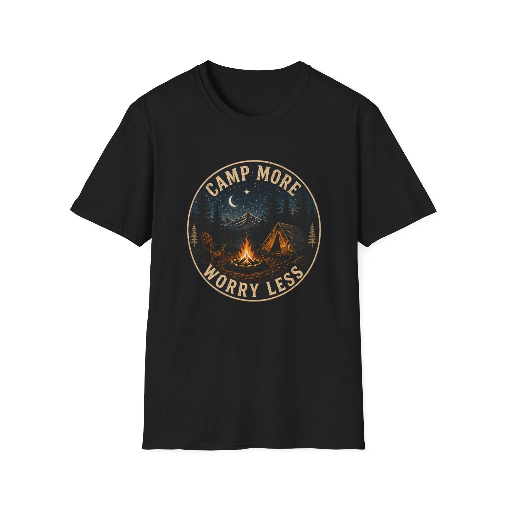Camp More Worry Less Shirt, Camping Graphic Tee, Outdoor Adventure Shirt, Campfire Nature Shirt,Gift for Camper|FathersDay