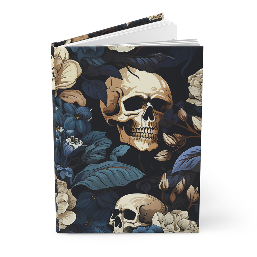 Skull with Floral Accents Hardcover Journal | Gothic Notebook