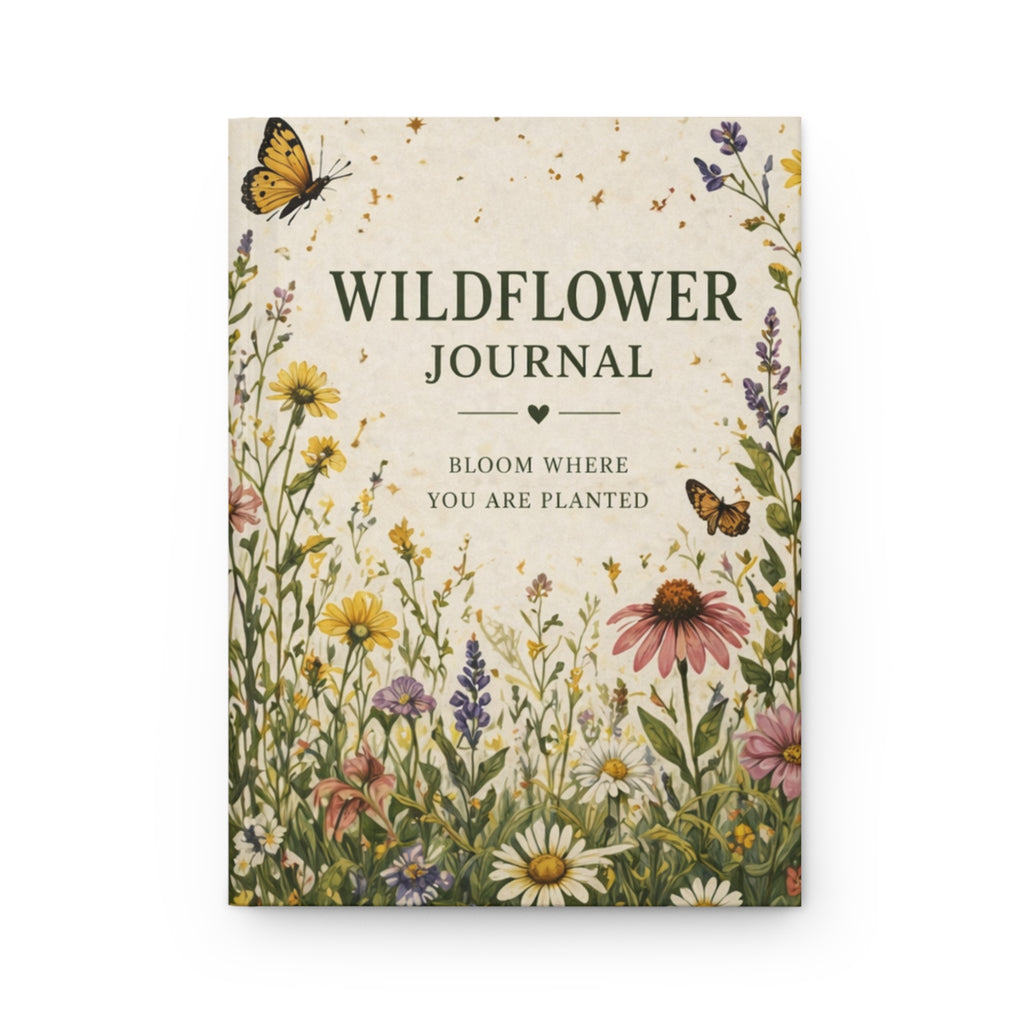 Wildflower Journal Hardcover Journal | Botanical Cover, Bloom Where You Are Planted