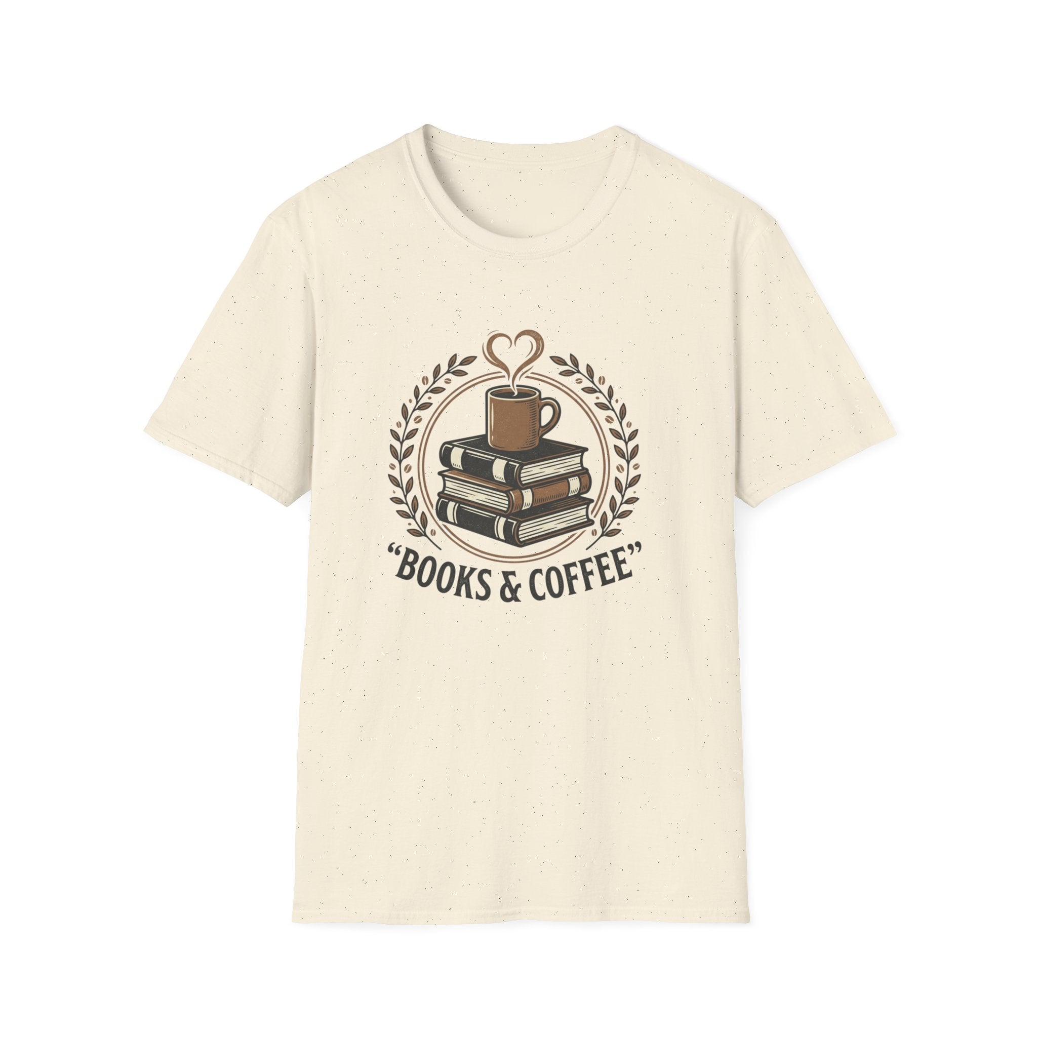Books & Coffee T-Shirt | Stack of Books with Coffee Mug, Reading Lover Tee