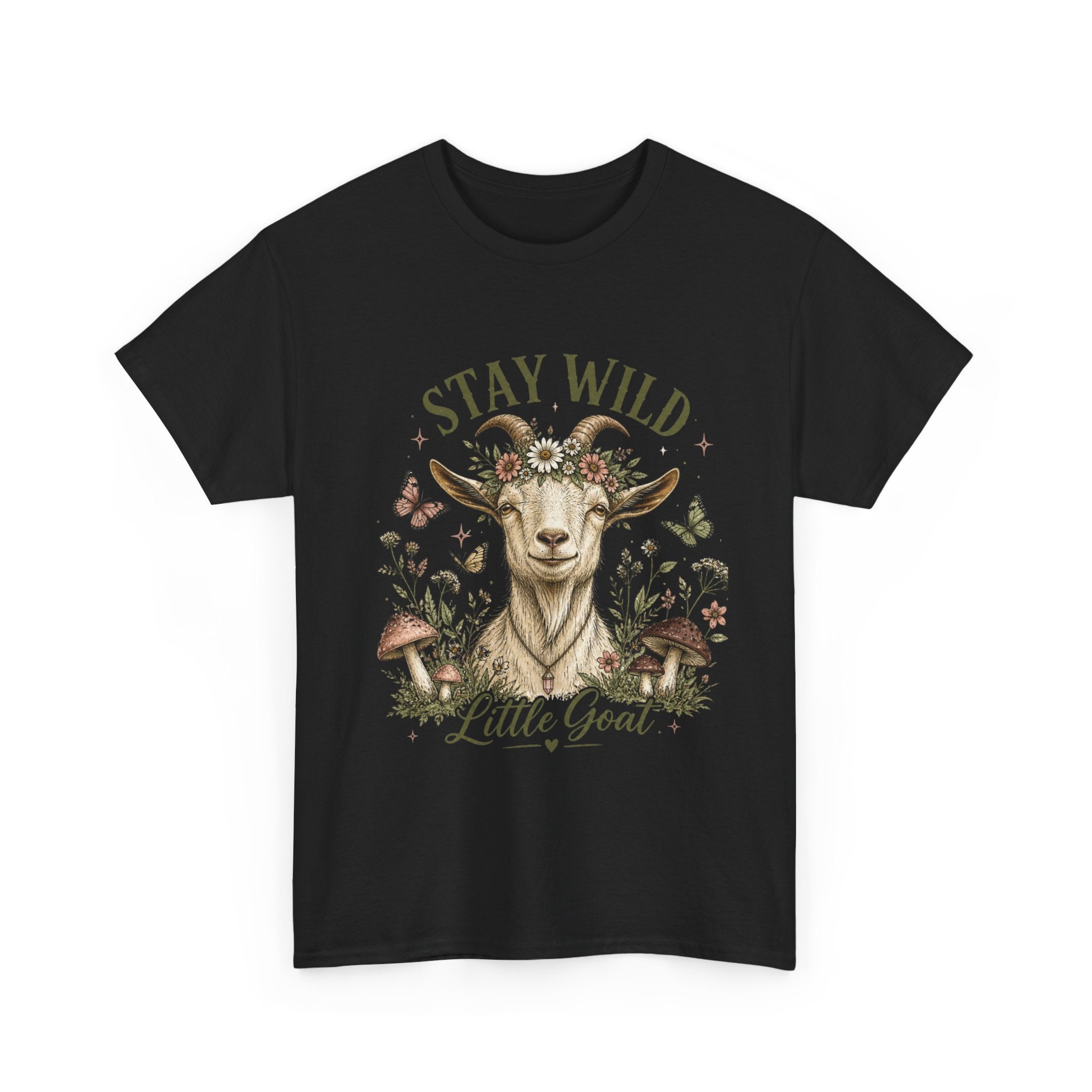 Stay Wild Little Goat Shirt | Cottagecore Goat T-Shirt | Floral Farm Animal Tee | Nature Aesthetic Shirt | Cute Rustic Graphic Tee Gift