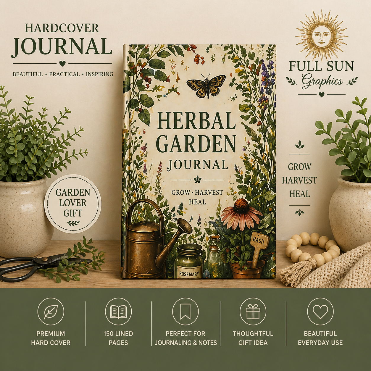 Herbal Garden Journal Hardcover