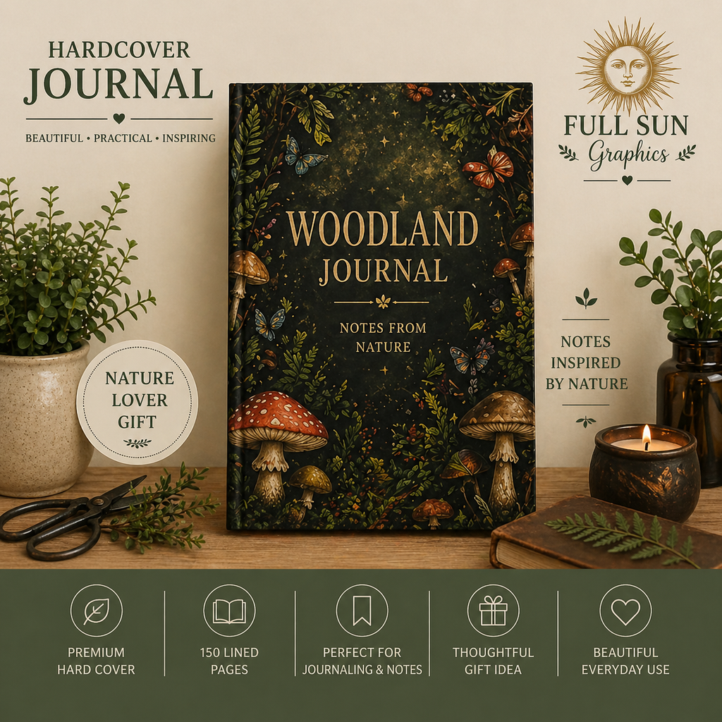 Woodland Journal Hardcover Journal | Notes From Nature, Mushroom Forest Design