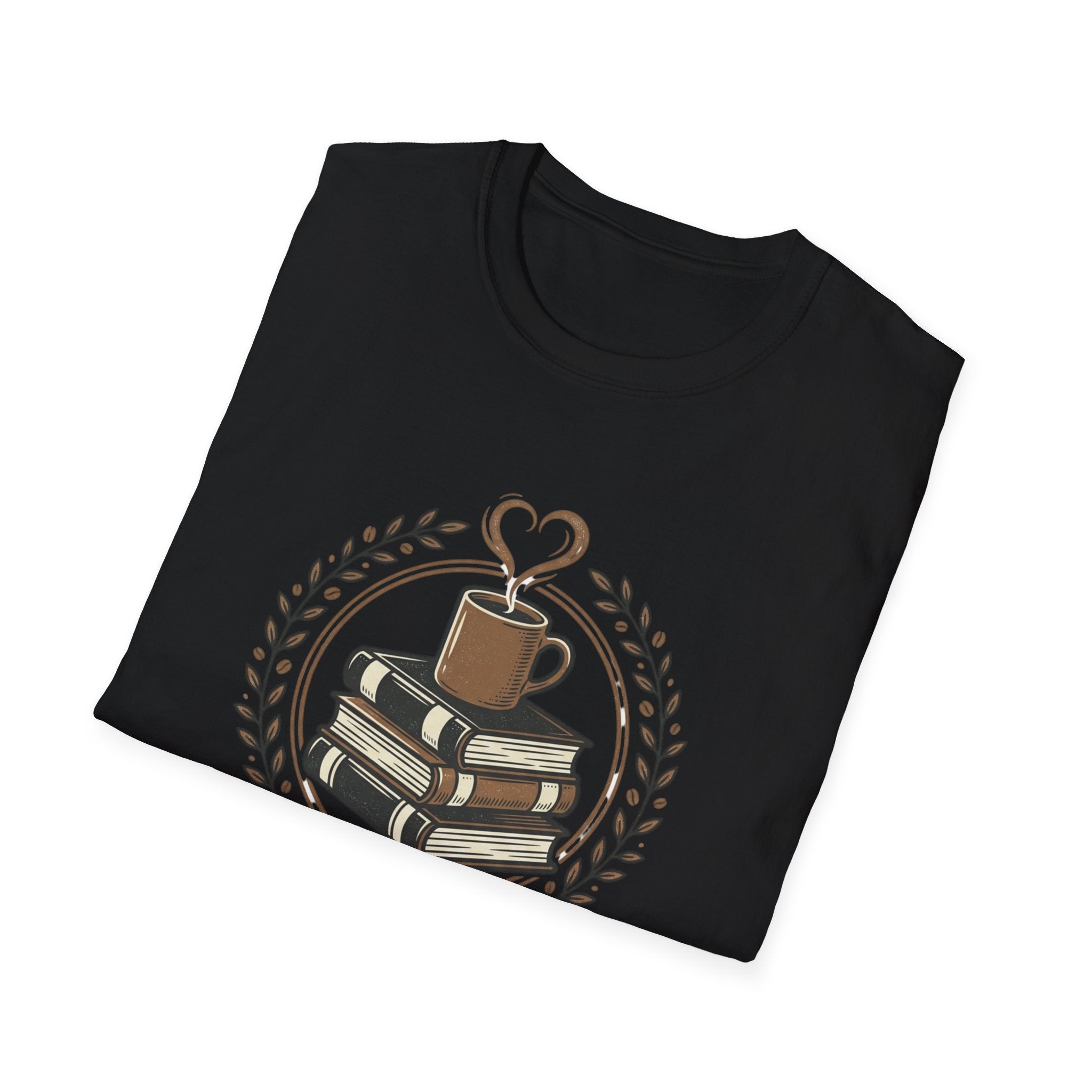 Books & Coffee T-Shirt | Stack of Books with Coffee Mug, Reading Lover Tee