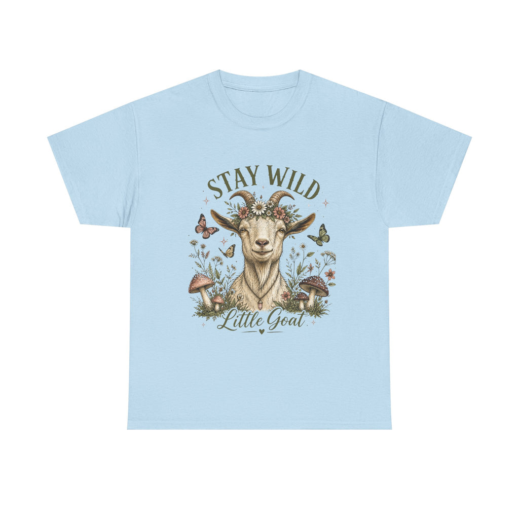 Stay Wild Little Goat Shirt | Cottagecore Goat T-Shirt | Floral Farm Animal Tee | Nature Aesthetic Shirt | Cute Rustic Graphic Tee Gift