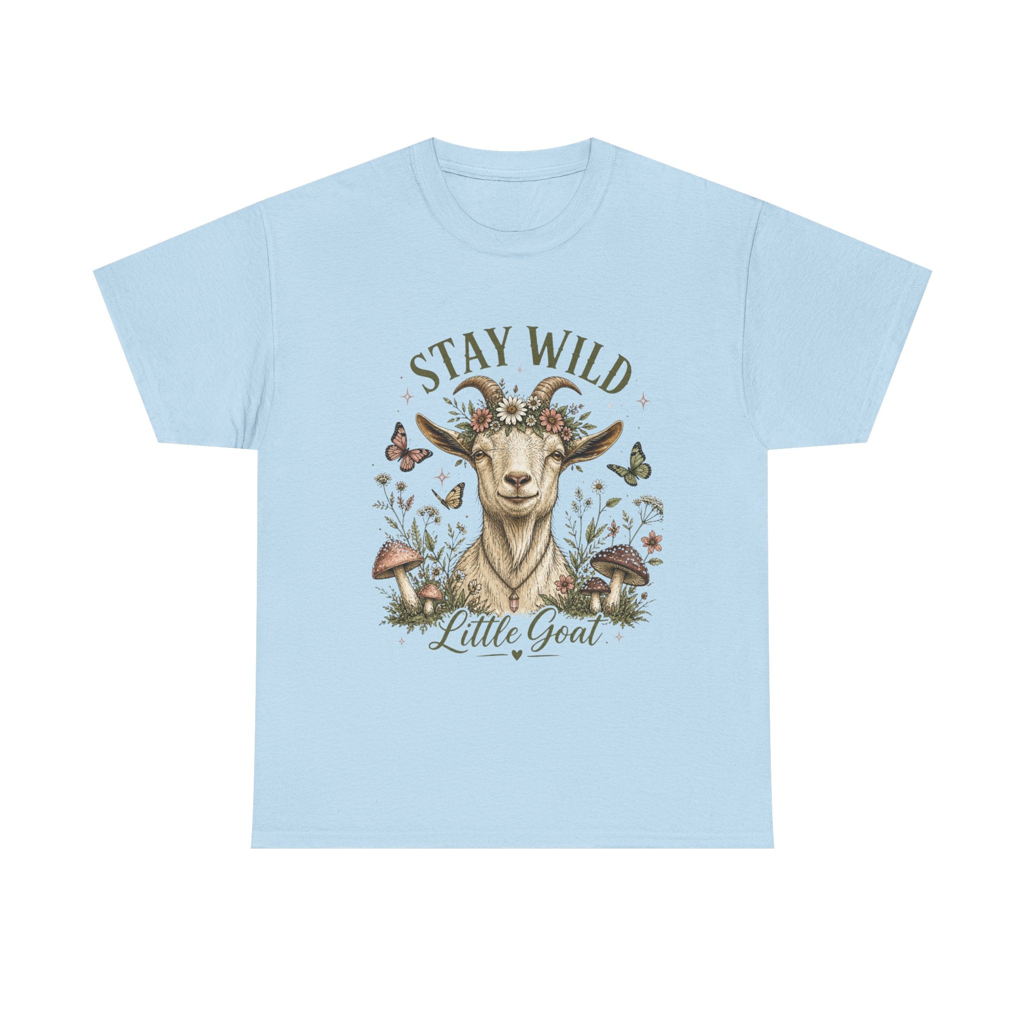 Stay Wild Little Goat Shirt | Cottagecore Goat T-Shirt | Floral Farm Animal Tee | Nature Aesthetic Shirt | Cute Rustic Graphic Tee Gift