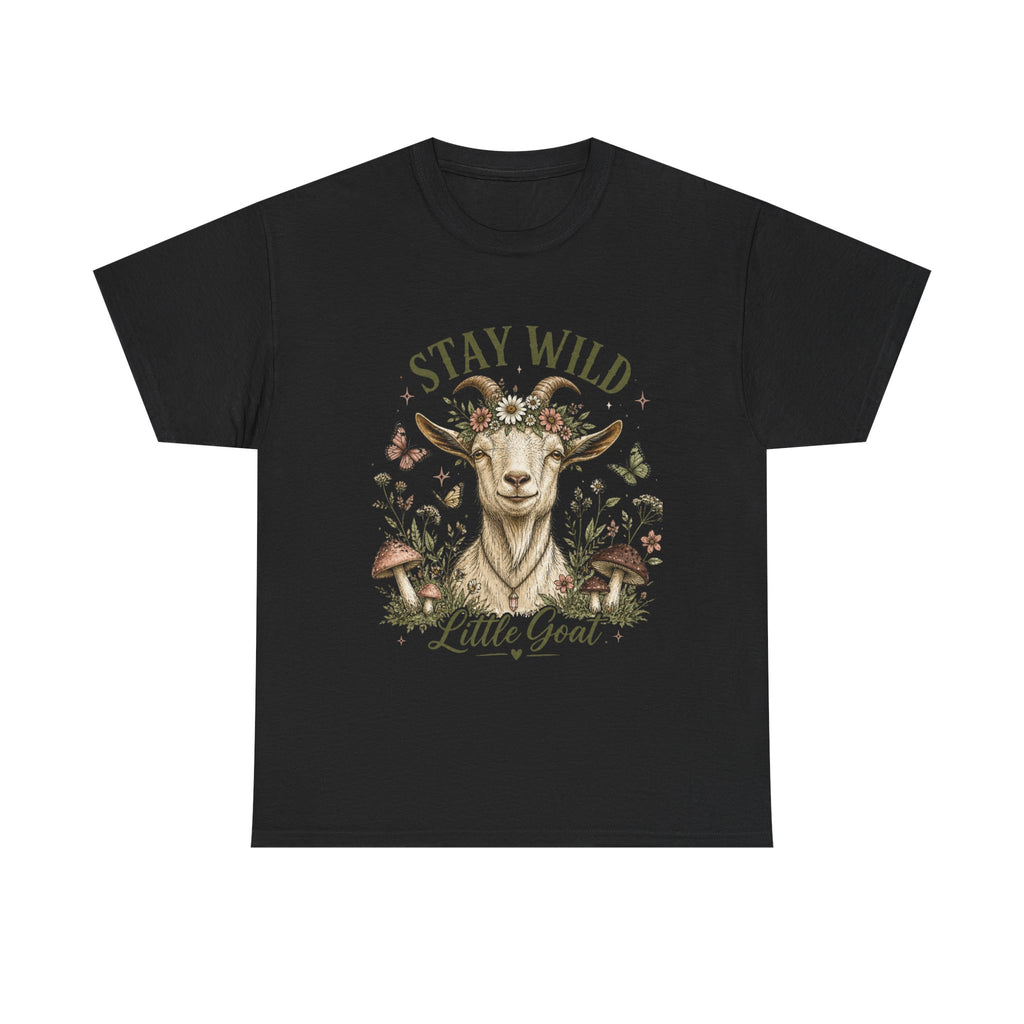 Stay Wild Little Goat Shirt | Cottagecore Goat T-Shirt | Floral Farm Animal Tee | Nature Aesthetic Shirt | Cute Rustic Graphic Tee Gift