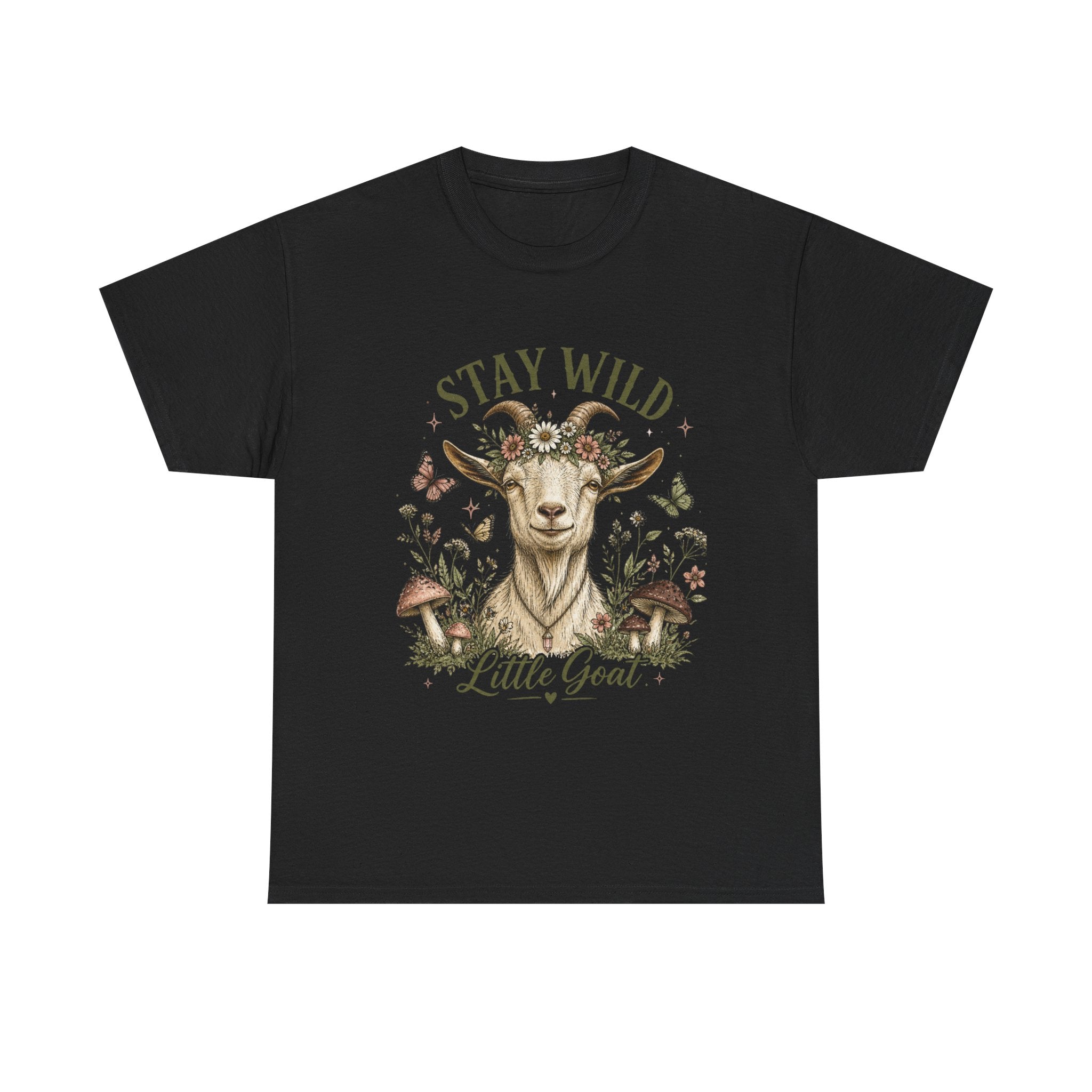 Stay Wild Little Goat Shirt | Cottagecore Goat T-Shirt | Floral Farm Animal Tee | Nature Aesthetic Shirt | Cute Rustic Graphic Tee Gift