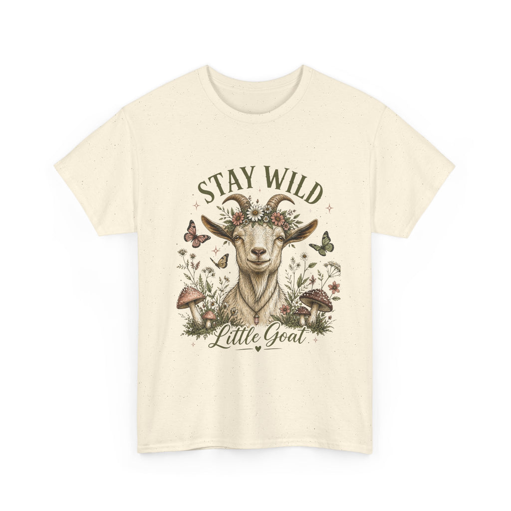 Stay Wild Little Goat Shirt | Cottagecore Goat T-Shirt | Floral Farm Animal Tee | Nature Aesthetic Shirt | Cute Rustic Graphic Tee Gift