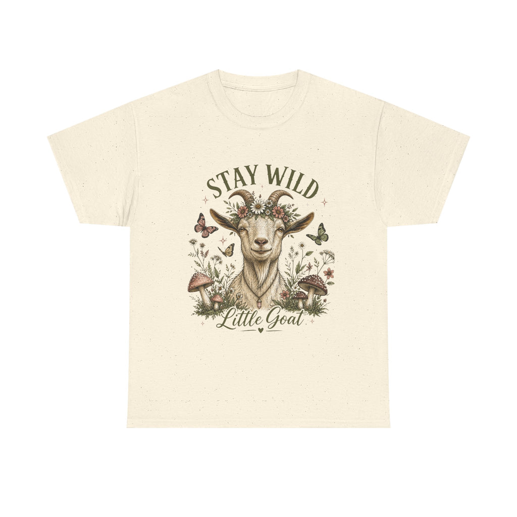Stay Wild Little Goat Shirt | Cottagecore Goat T-Shirt | Floral Farm Animal Tee | Nature Aesthetic Shirt | Cute Rustic Graphic Tee Gift