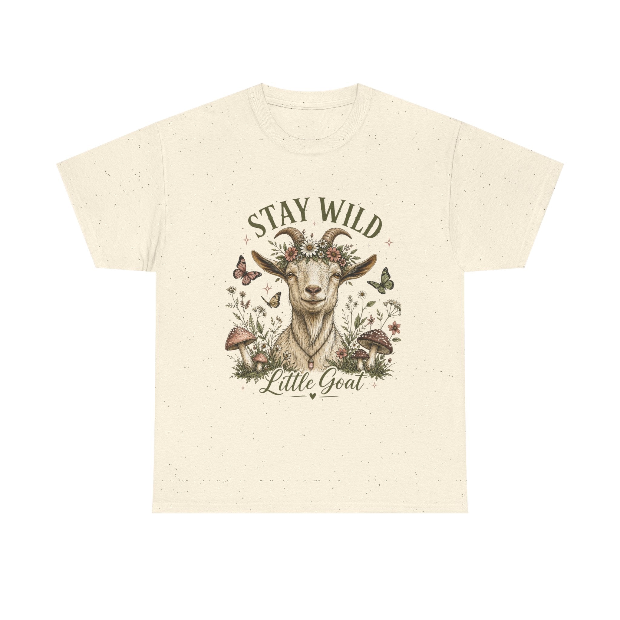 Stay Wild Little Goat Shirt | Cottagecore Goat T-Shirt | Floral Farm Animal Tee | Nature Aesthetic Shirt | Cute Rustic Graphic Tee Gift