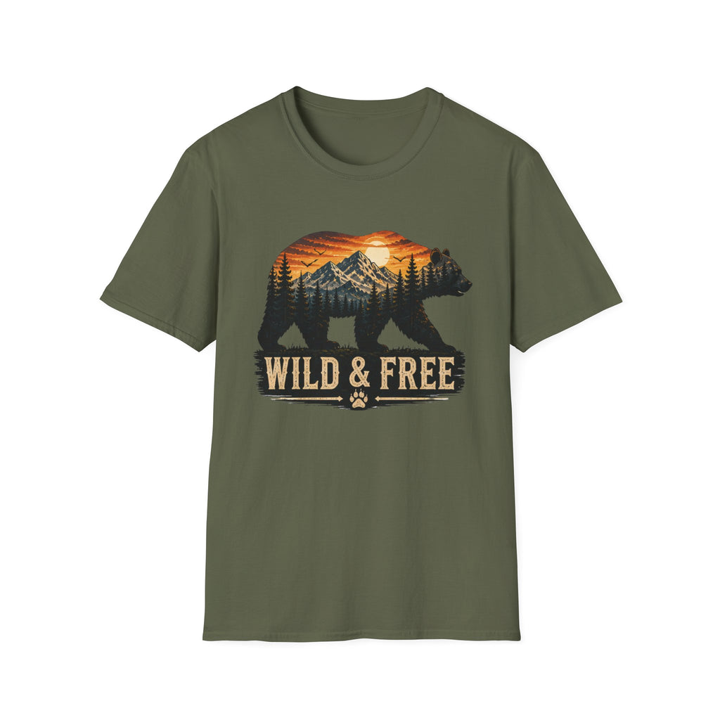 Wild and Free Bear Shirt|Outdoor Graphic Tee|Nature Adventure Shirt|Mountain Bear T-Shirt|Camping Hiking Shirt|Gift for Outdoor|FathersDay