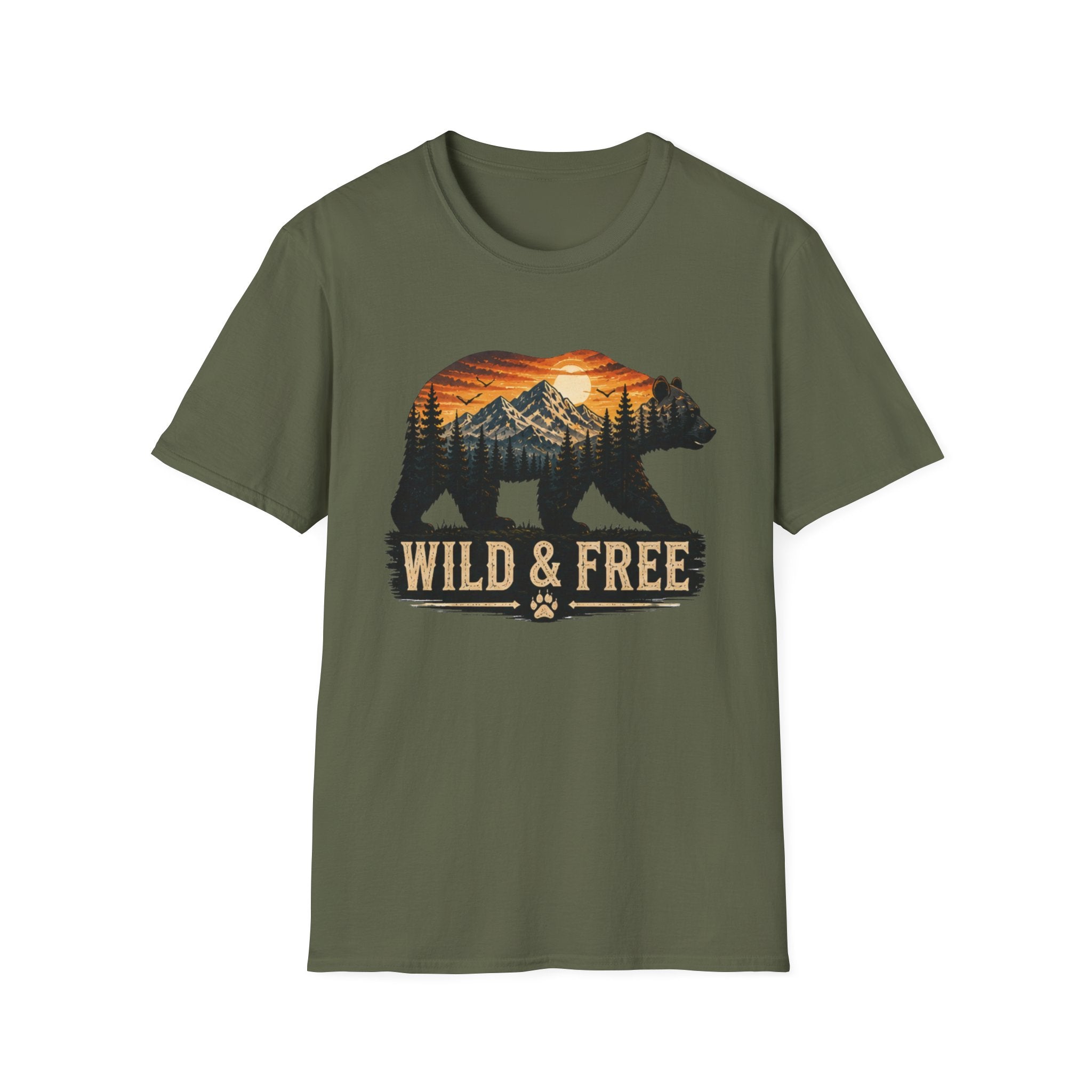 Wild and Free Bear Shirt|Outdoor Graphic Tee|Nature Adventure Shirt|Mountain Bear T-Shirt|Camping Hiking Shirt|Gift for Outdoor|FathersDay