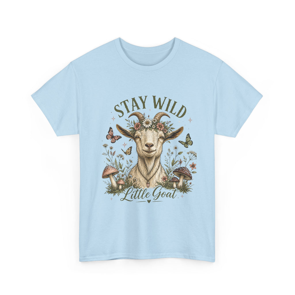 Stay Wild Little Goat Shirt | Cottagecore Goat T-Shirt | Floral Farm Animal Tee | Nature Aesthetic Shirt | Cute Rustic Graphic Tee Gift