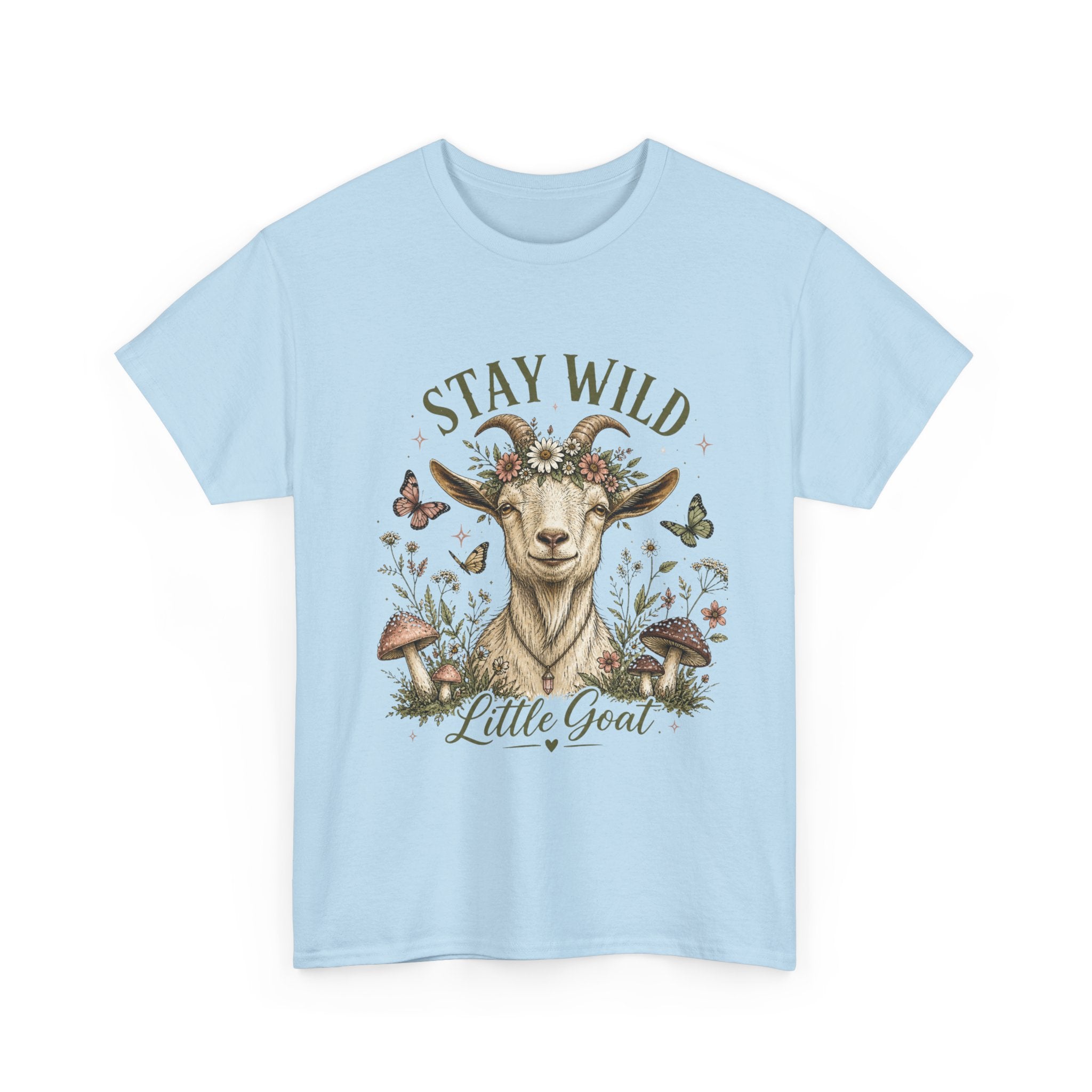 Stay Wild Little Goat Shirt | Cottagecore Goat T-Shirt | Floral Farm Animal Tee | Nature Aesthetic Shirt | Cute Rustic Graphic Tee Gift