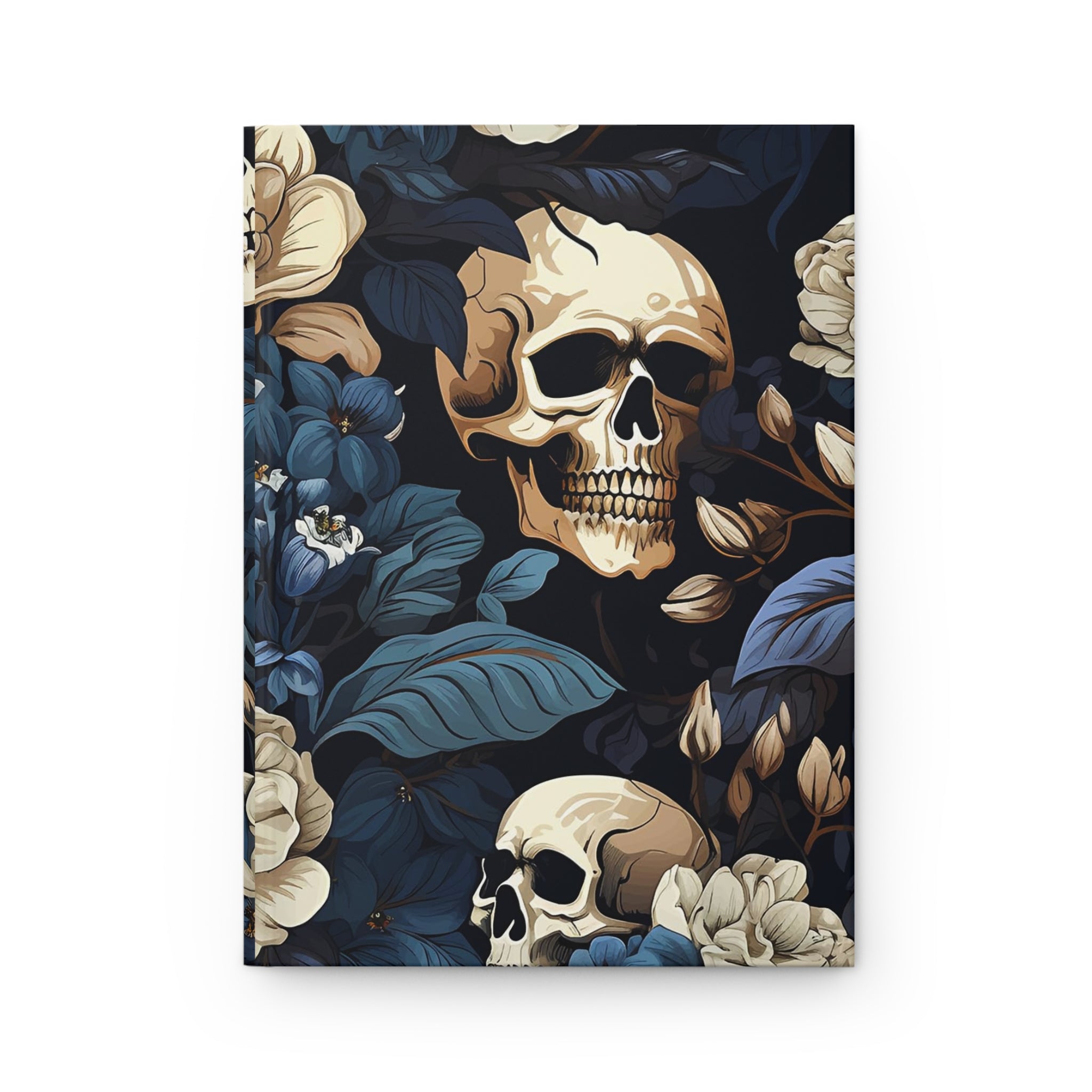 Skull with Floral Accents Hardcover Journal | Gothic Notebook