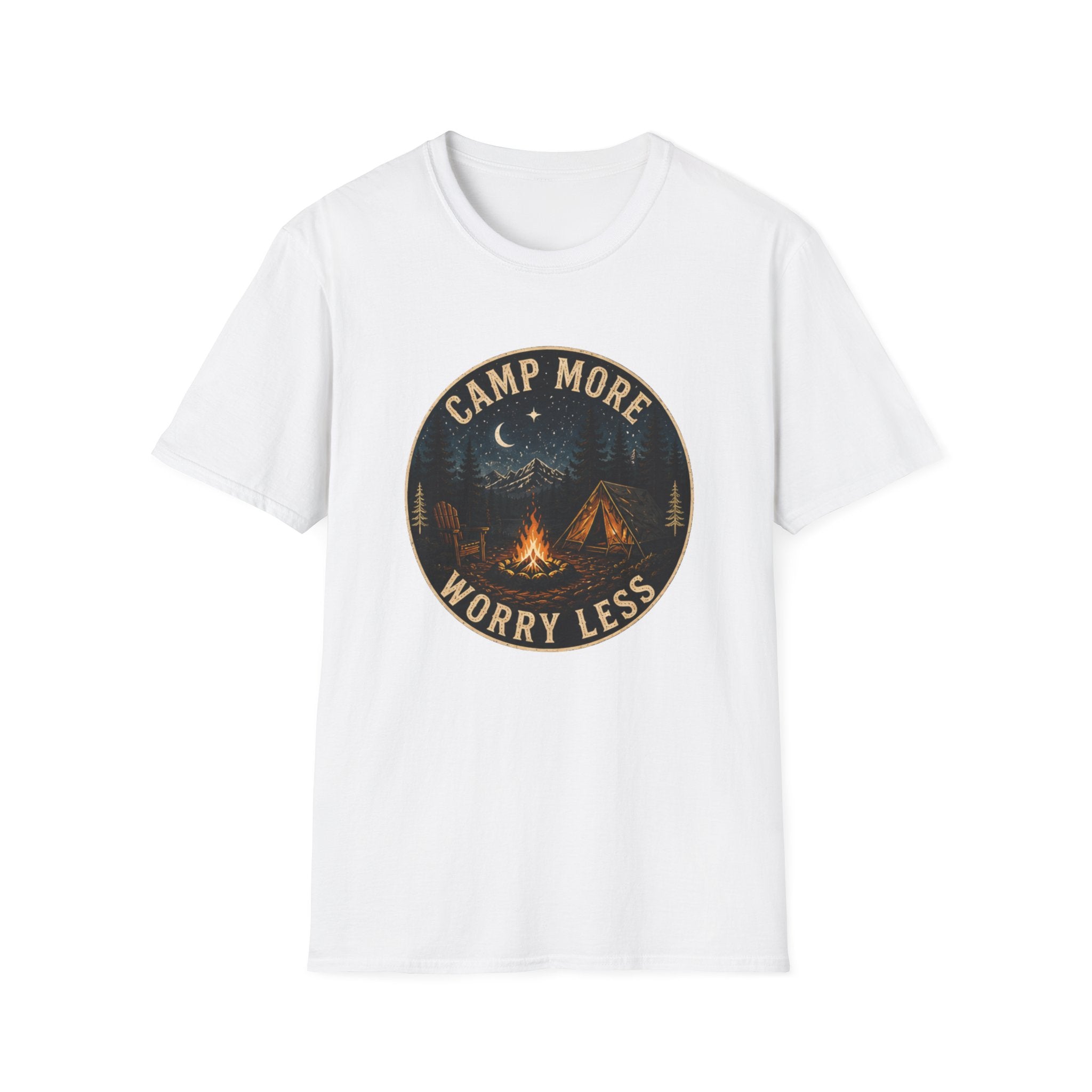 Camp More Worry Less Shirt, Camping Graphic Tee, Outdoor Adventure Shirt, Campfire Nature Shirt,Gift for Camper|FathersDay