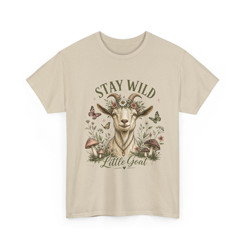Stay Wild Little Goat Shirt | Cottagecore Goat T-Shirt | Floral Farm Animal Tee | Nature Aesthetic Shirt | Cute Rustic Graphic Tee Gift