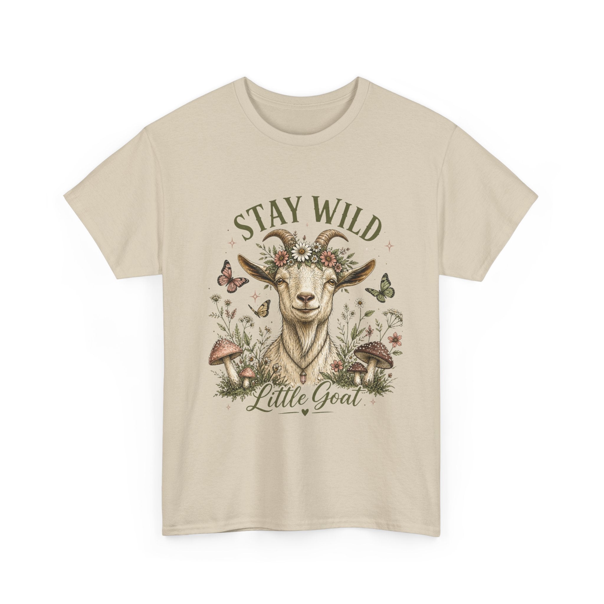 Stay Wild Little Goat Shirt | Cottagecore Goat T-Shirt | Floral Farm Animal Tee | Nature Aesthetic Shirt | Cute Rustic Graphic Tee Gift