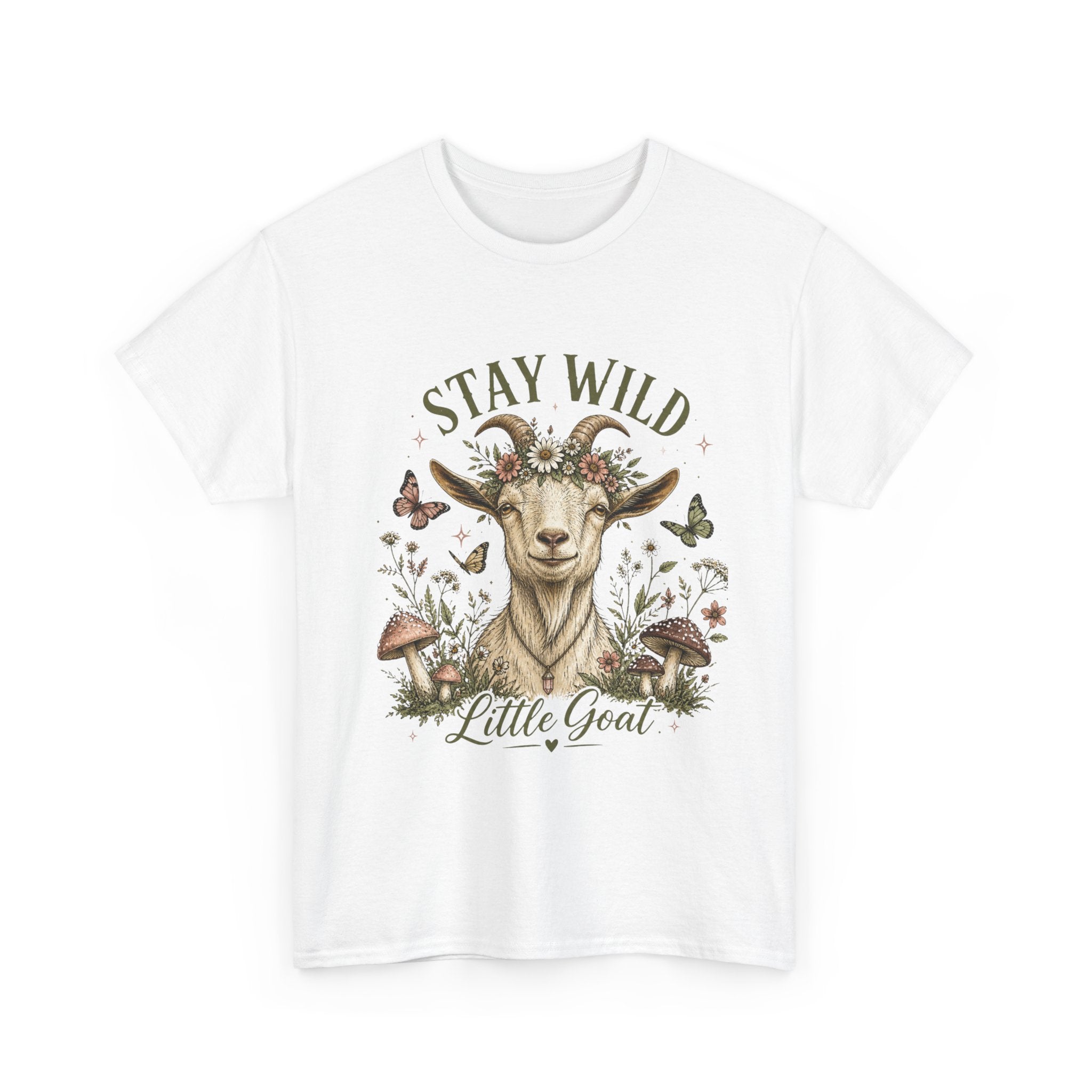 Stay Wild Little Goat Shirt | Cottagecore Goat T-Shirt | Floral Farm Animal Tee | Nature Aesthetic Shirt | Cute Rustic Graphic Tee Gift