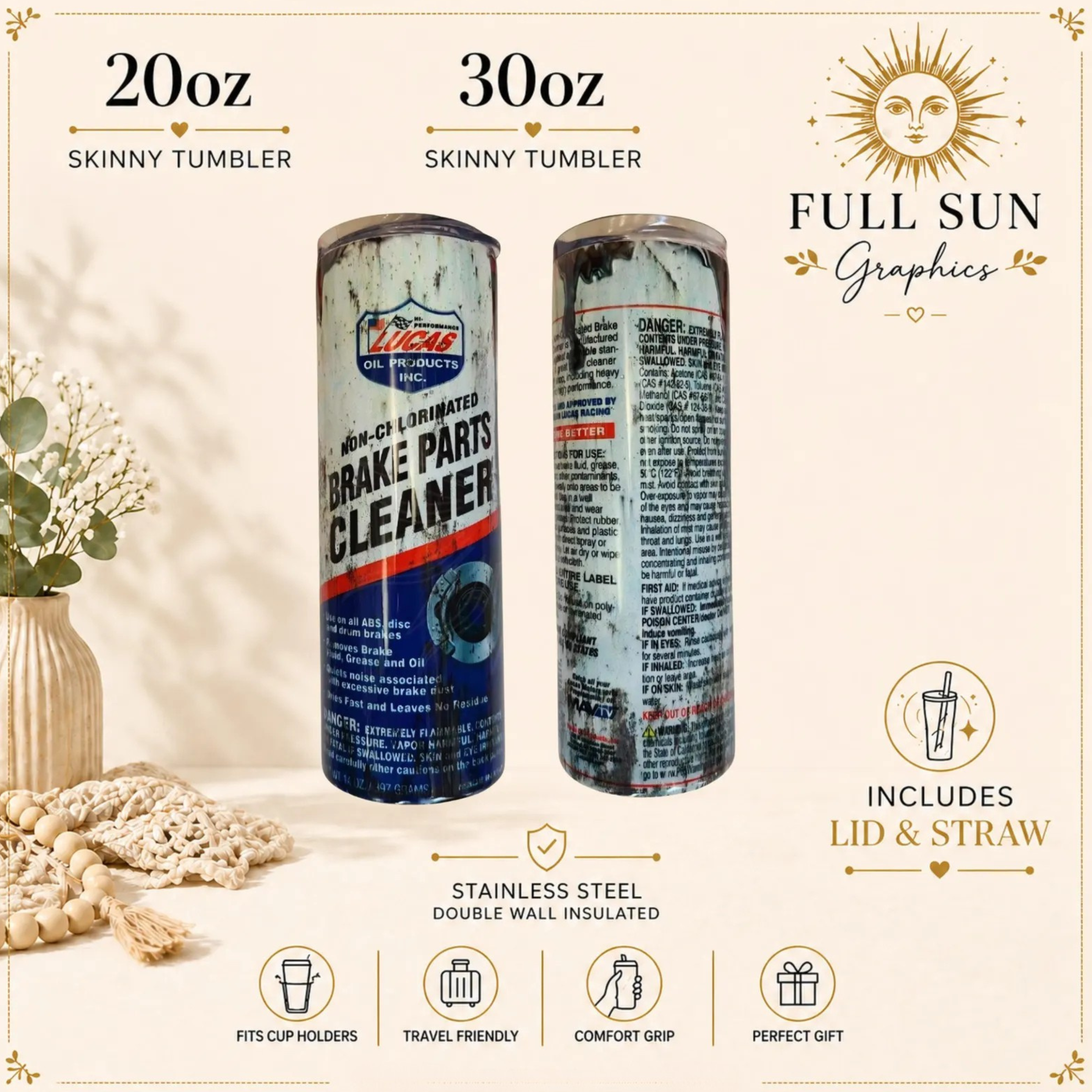 Brake Parts Cleaner Tumbler |Mechanic Gift, 20oz/30oz