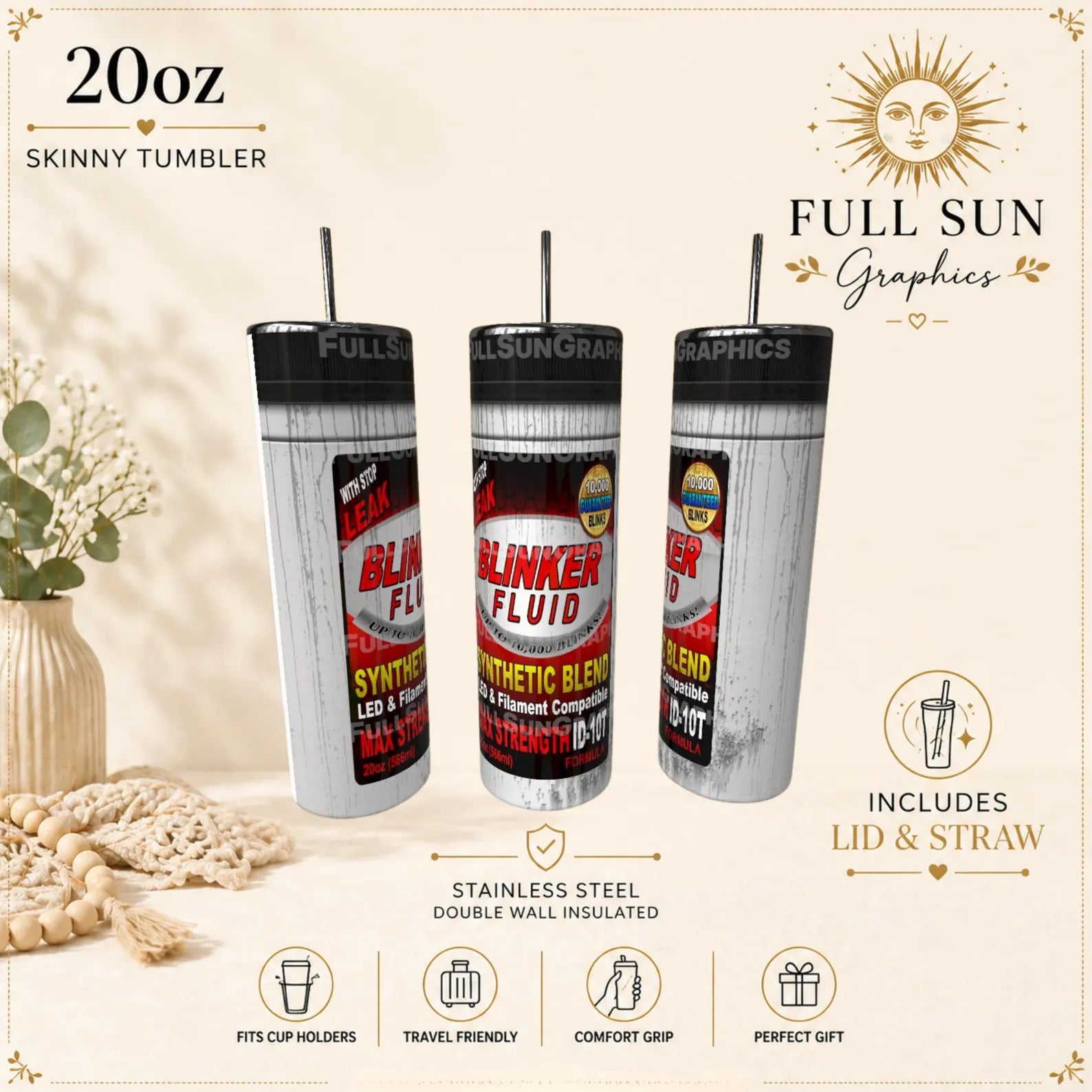 Blinker Fluid|Mechanic Tumbler 20oz|30oz|Tumbler| Humor Tumber|Men Gift|Coffee Cup