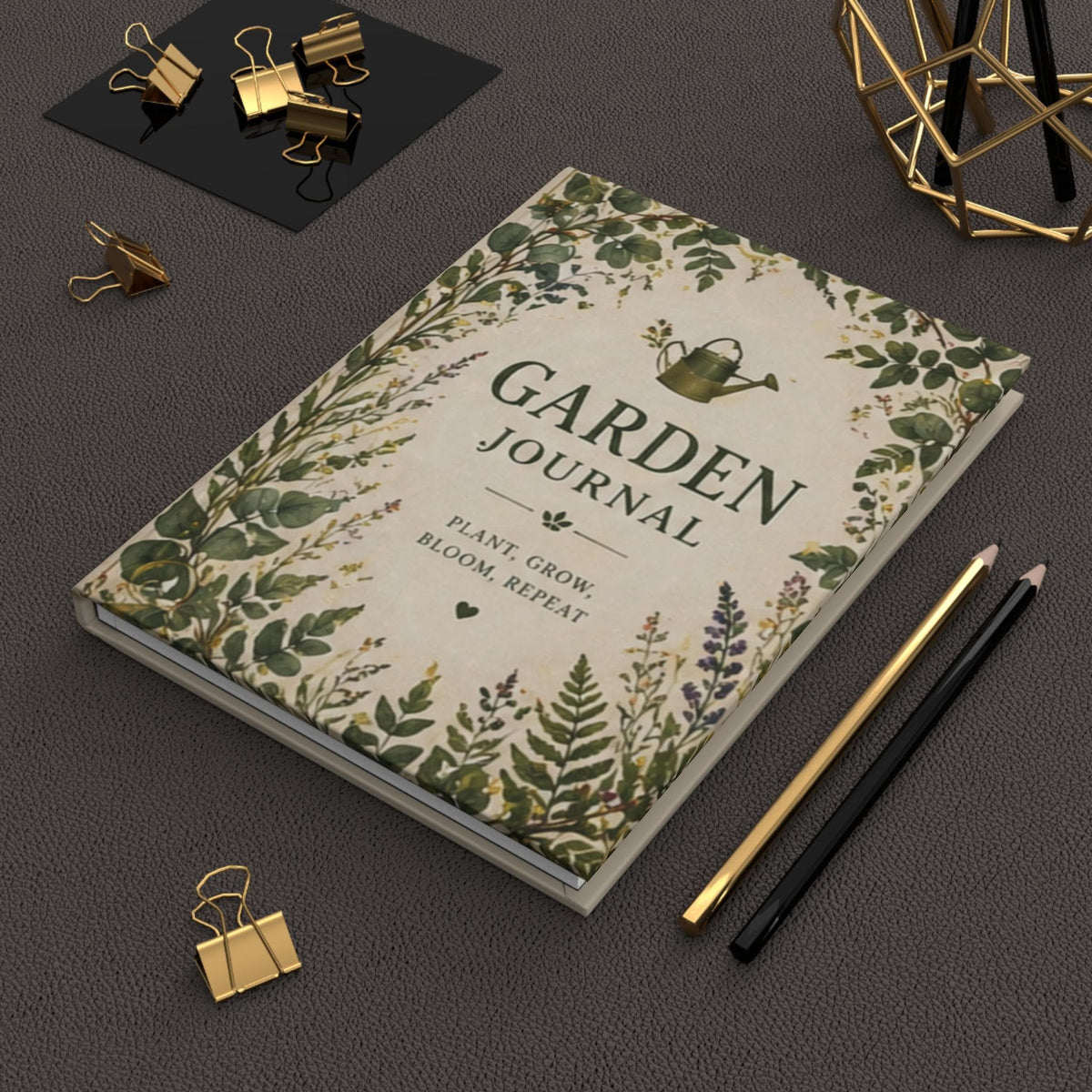 Garden Journal Hardcover Journal for Plants | Botanical Watering Can, Plant Grow Bloom Theme,Plant Lover Gift Journal