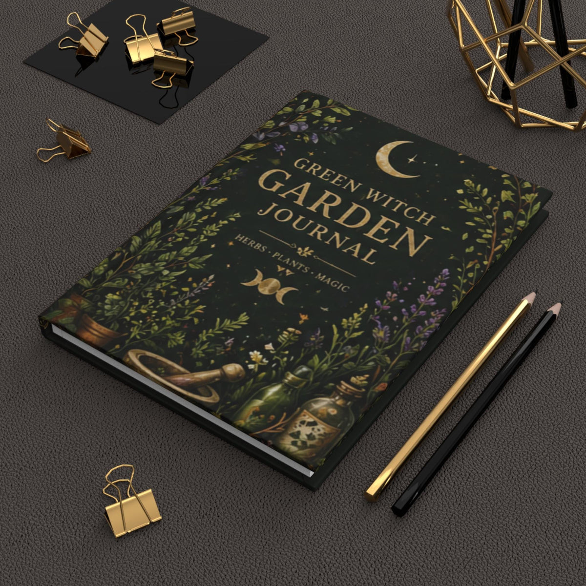 Green Witch Garden Journal Hardcover | Herbs Plants Magic Notebook,Plant lover Journal