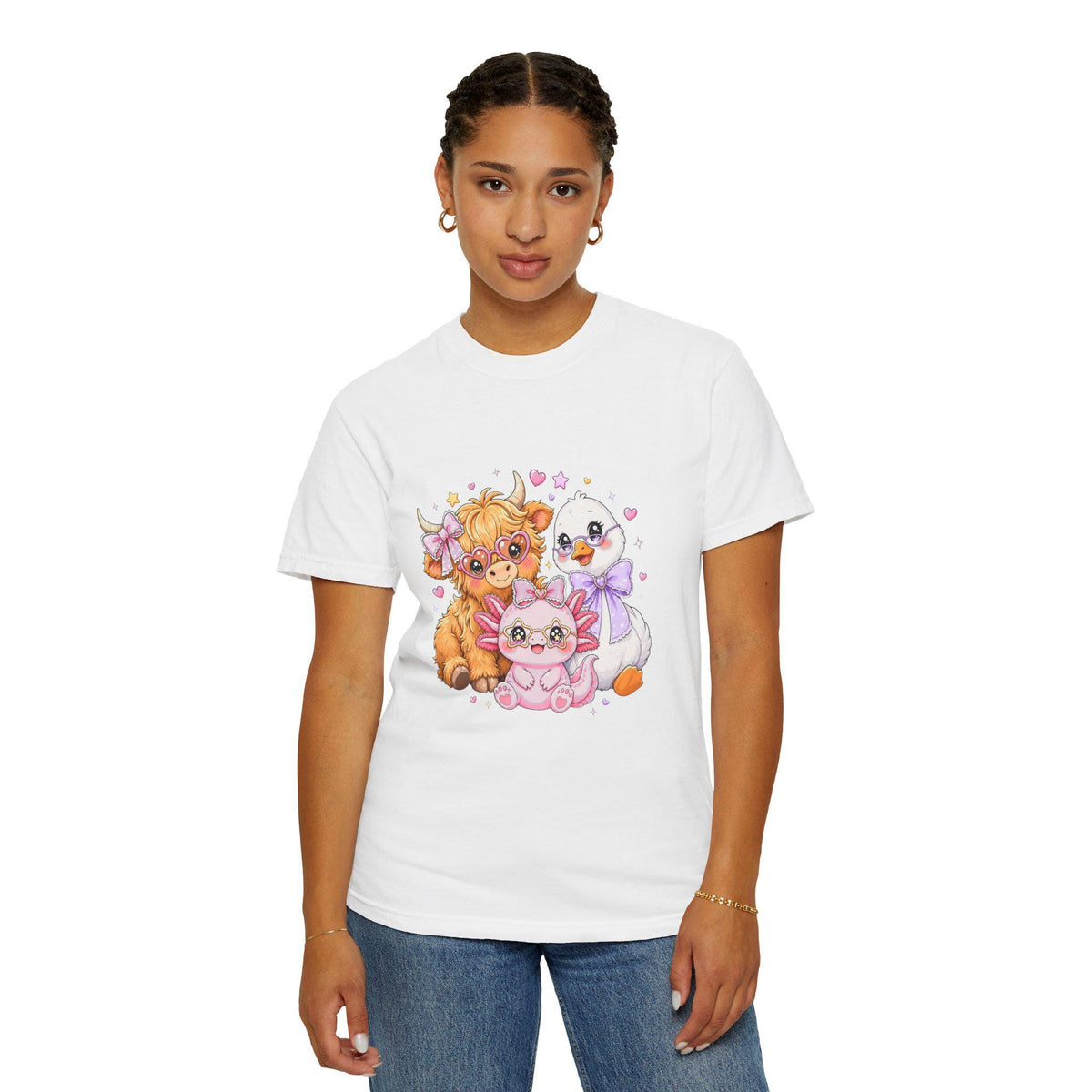 Cute Farm Animals T-Shirt, Cow Chick Kitten Kawaii Tee, Cottagecore Shirt, Country Girl Gift, Pastel Aesthetic Farmhouse Tee