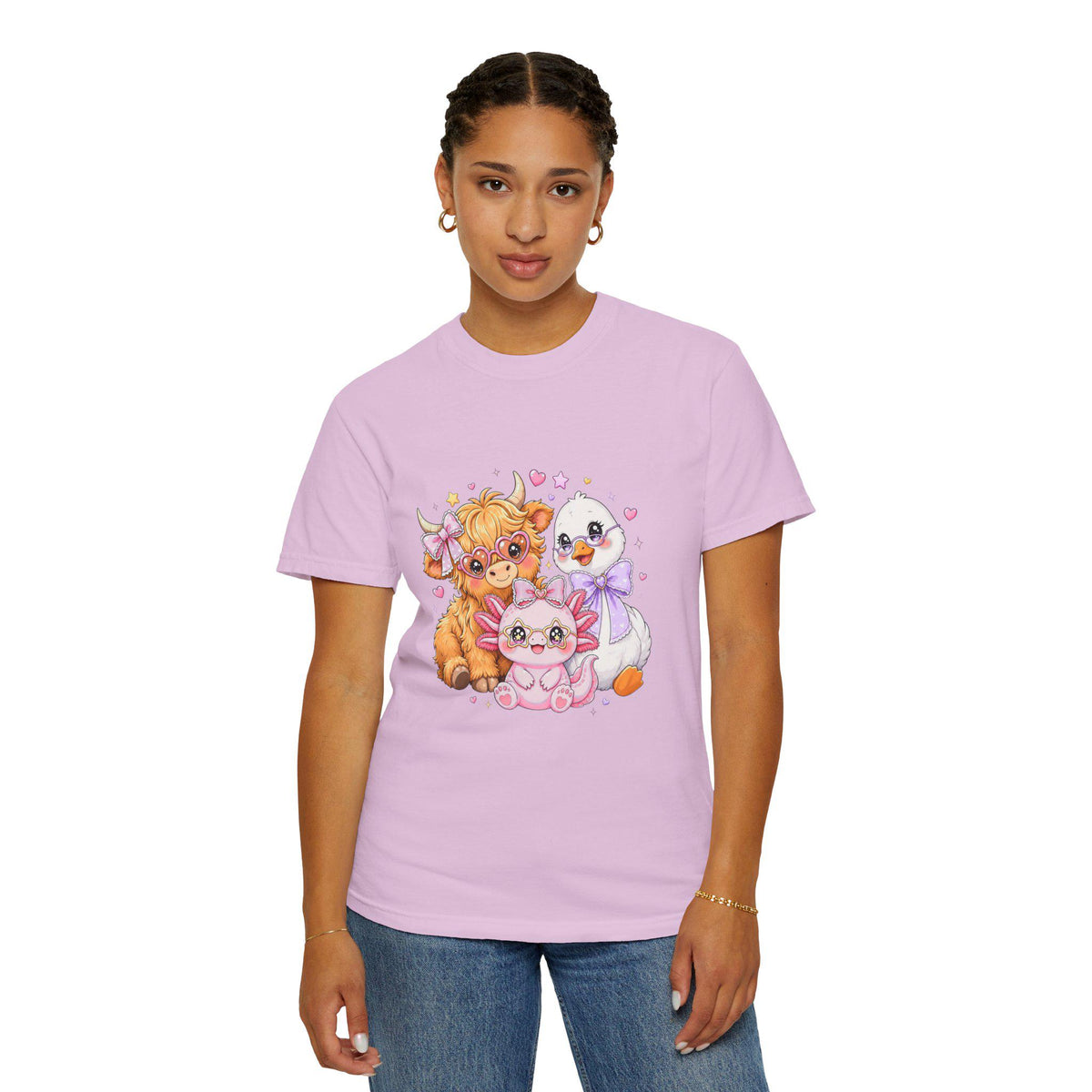 Cute Farm Animals T-Shirt, Cow Chick Kitten Kawaii Tee, Cottagecore Shirt, Country Girl Gift, Pastel Aesthetic Farmhouse Tee