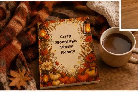 Autumn Journal | Crisp Mornings Warm Hearts Journal | Autumn Pumpkin Floral Hardcover Notebook| Fall Gift