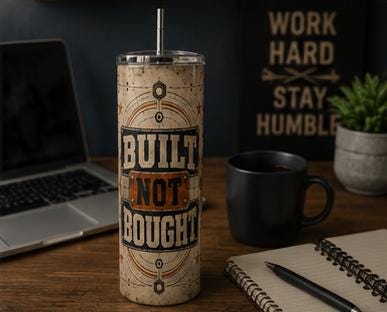 Built Not Bought Mechanic Tumbler, Vintage Garage Stainless Steel Cup