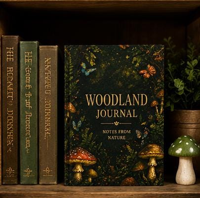 Woodland Journal Hardcover Journal | Notes From Nature, Mushroom Forest Design,Plant lover Gift