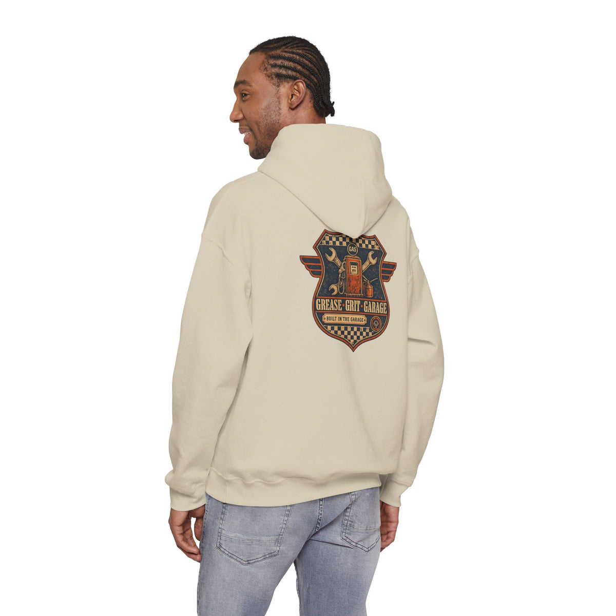 Mechanic Hoodie, Grease Grit Garage Pullover Sweatshirt, Gift for Him