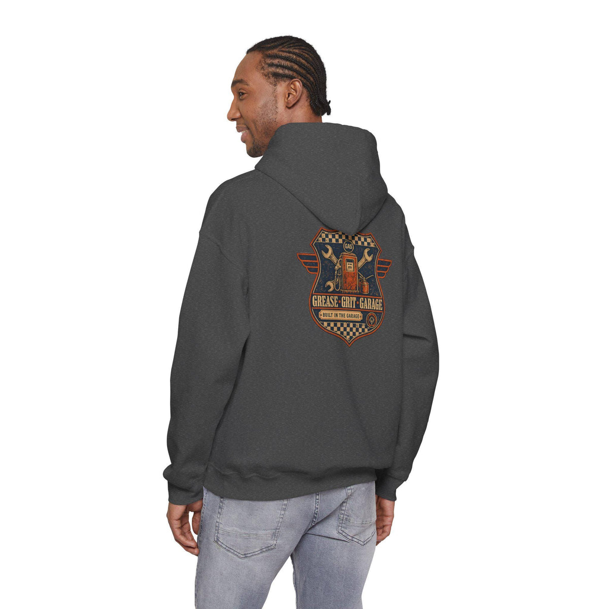 Mechanic Hoodie, Grease Grit Garage Pullover Sweatshirt, Gift for Him