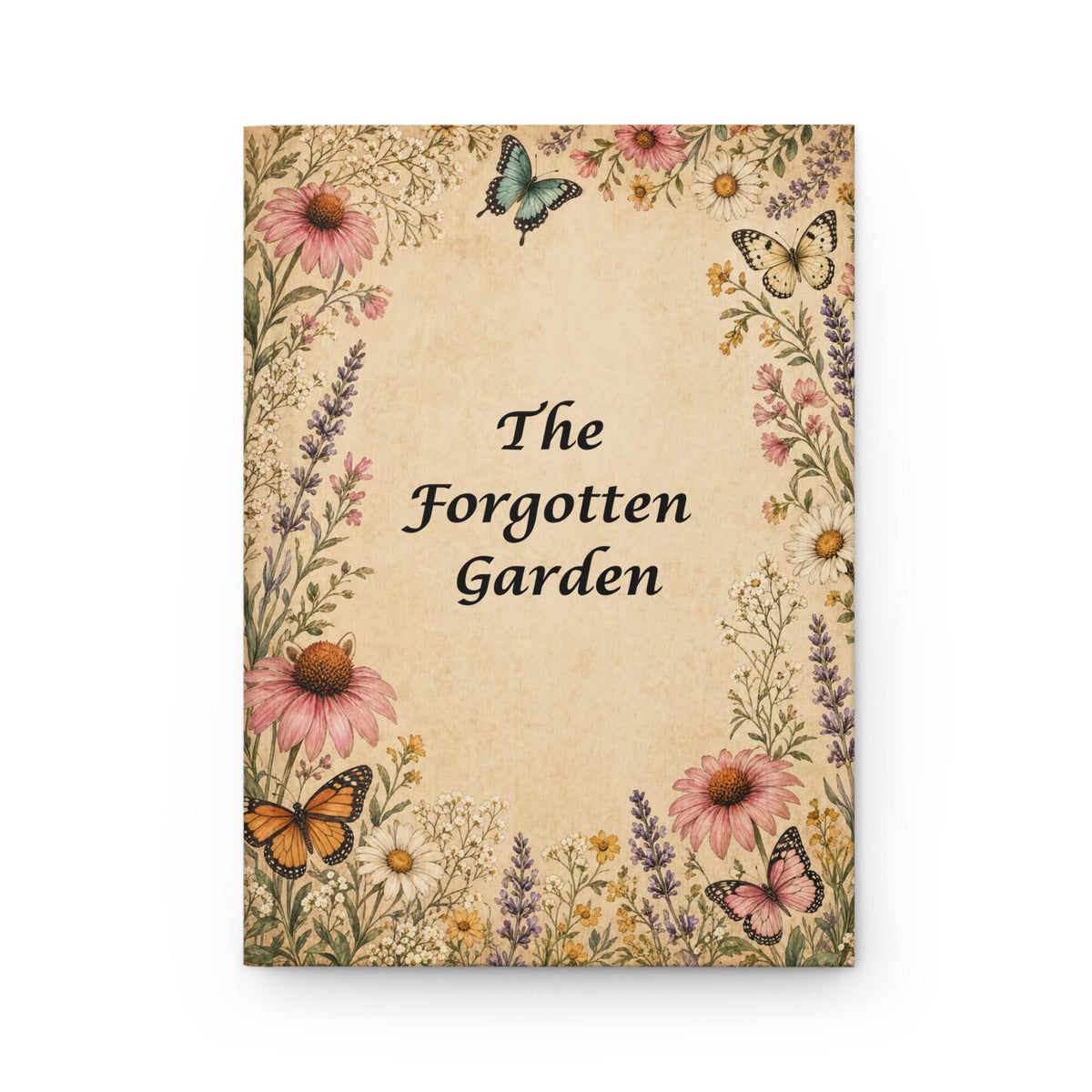 Forgotten Garden Floral Hardcover Journal | Botanical Butterfly Vintage Notebook for Women