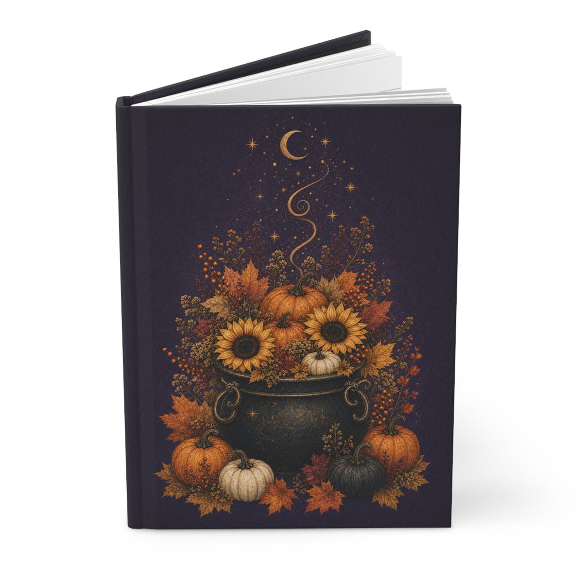 Fall Pumpkin Floral Journal, Sunflower Hardcover Notebook, Autumn Gift