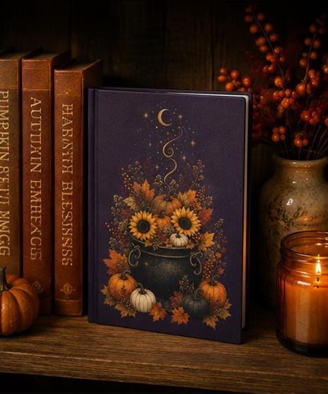 Fall Pumpkin Floral Journal, Sunflower Hardcover Notebook, Autumn Gift