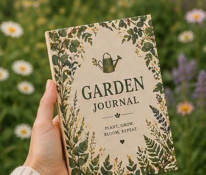 Garden Journal Hardcover Journal for Plants | Botanical Watering Can, Plant Grow Bloom Theme,Plant Lover Gift Journal