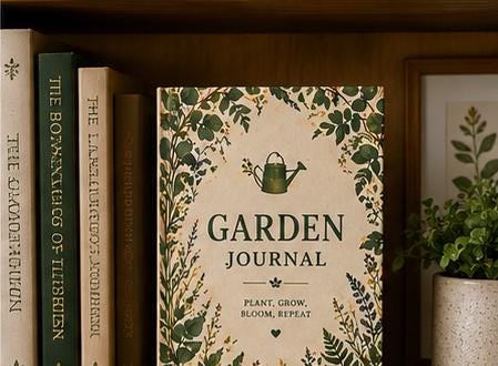 Garden Journal Hardcover Journal for Plants | Botanical Watering Can, Plant Grow Bloom Theme,Plant Lover Gift Journal