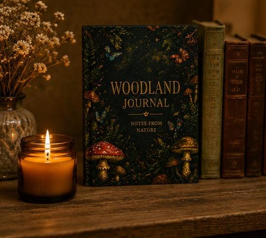 Woodland Journal Hardcover Journal | Notes From Nature, Mushroom Forest Design,Plant lover Gift