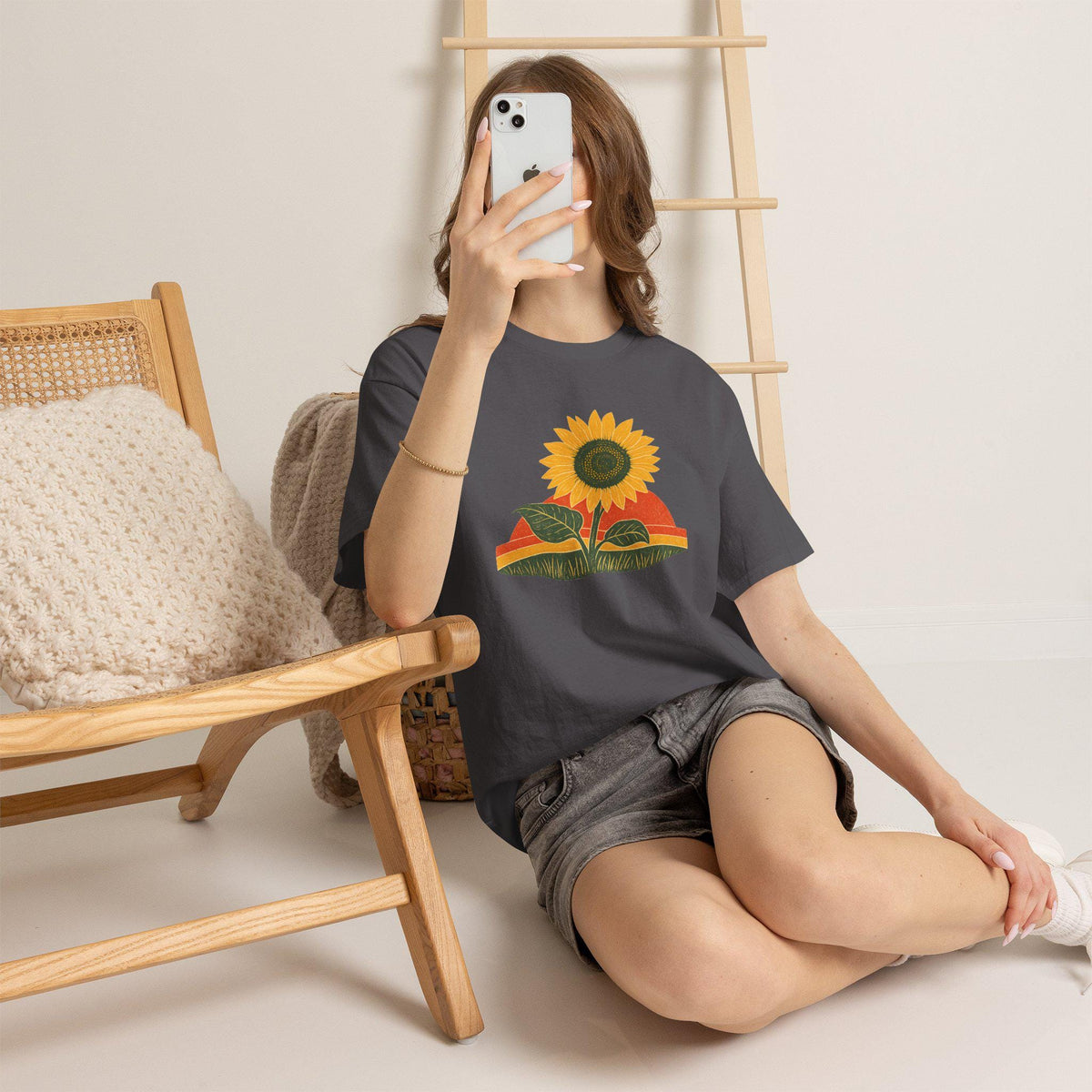 Retro Sunflower Sunset Shirt, Boho Graphic Tee, Sunflower Gift