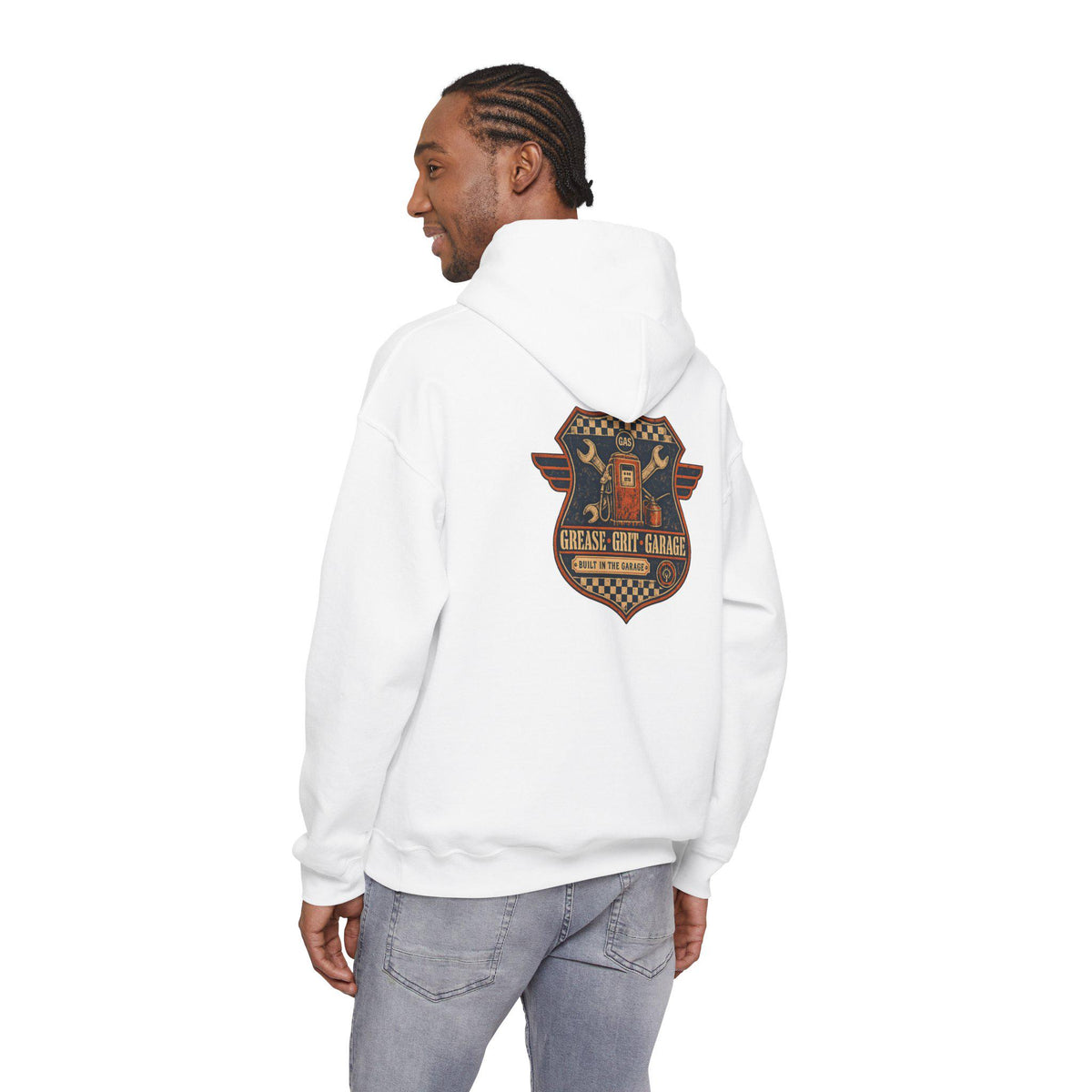 Mechanic Hoodie, Grease Grit Garage Pullover Sweatshirt, Gift for Him