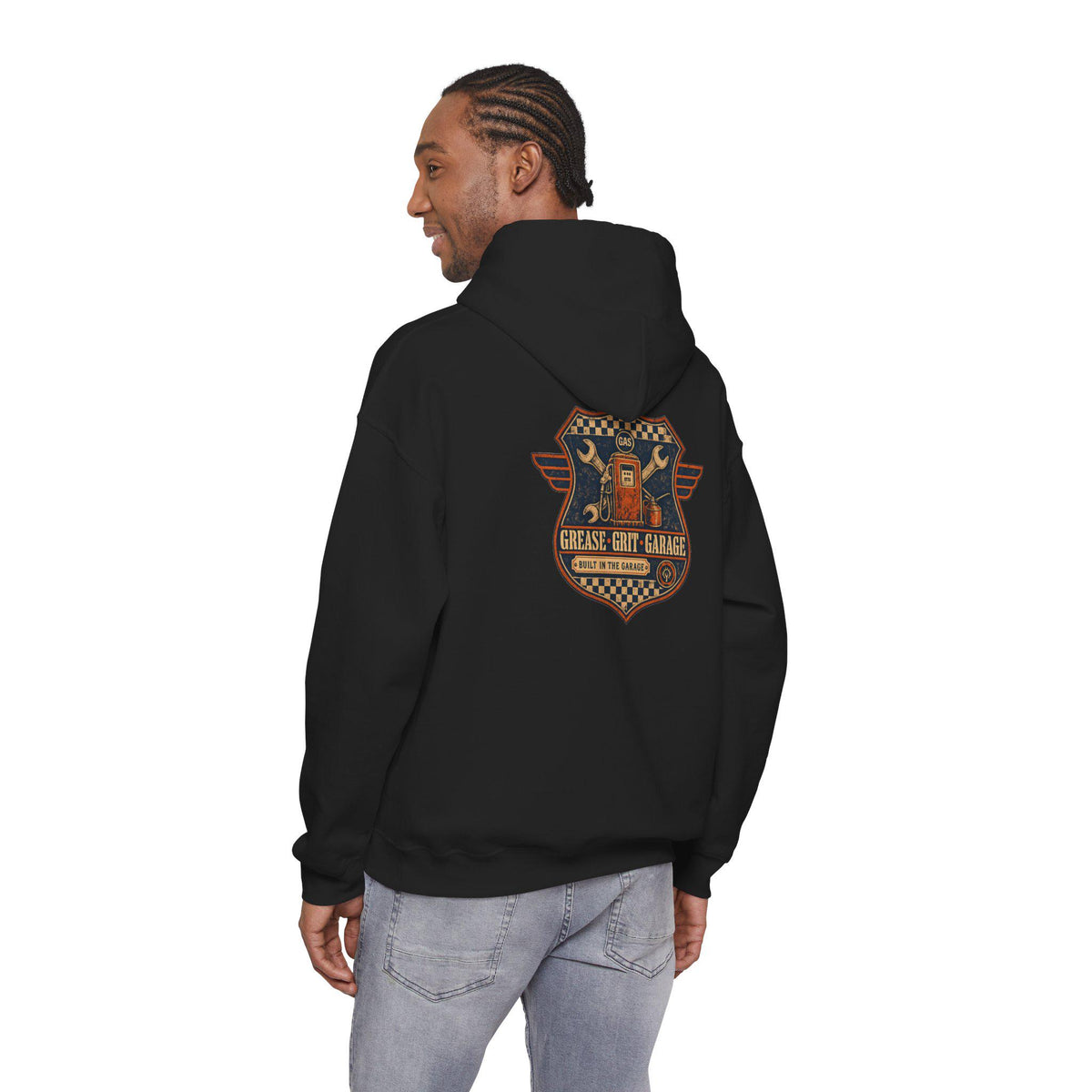 Mechanic Hoodie, Grease Grit Garage Pullover Sweatshirt, Gift for Him
