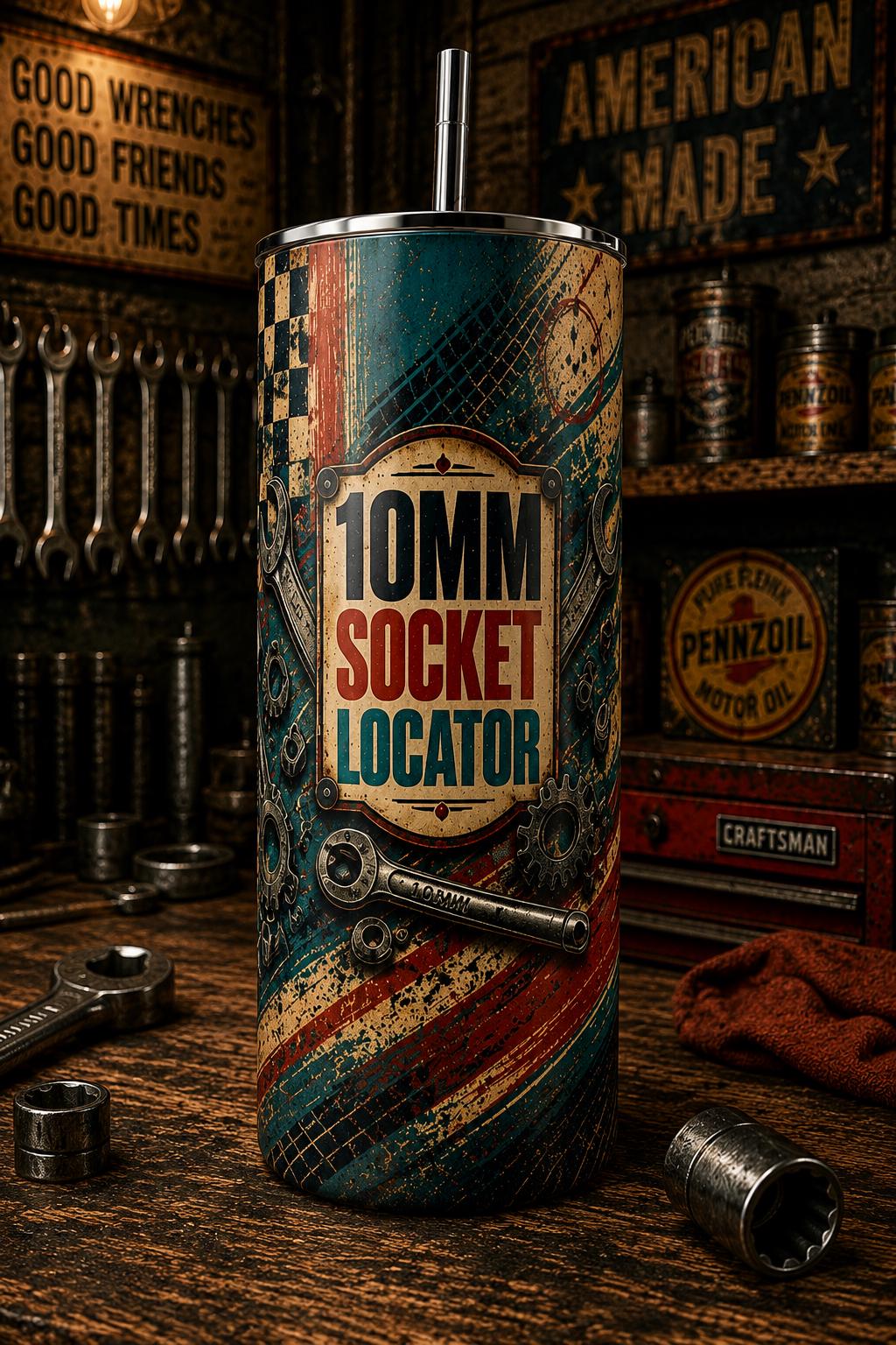 Funny Mechanic Cup, 10mm Socket Locator Tumbler, Gift for Dad Husband